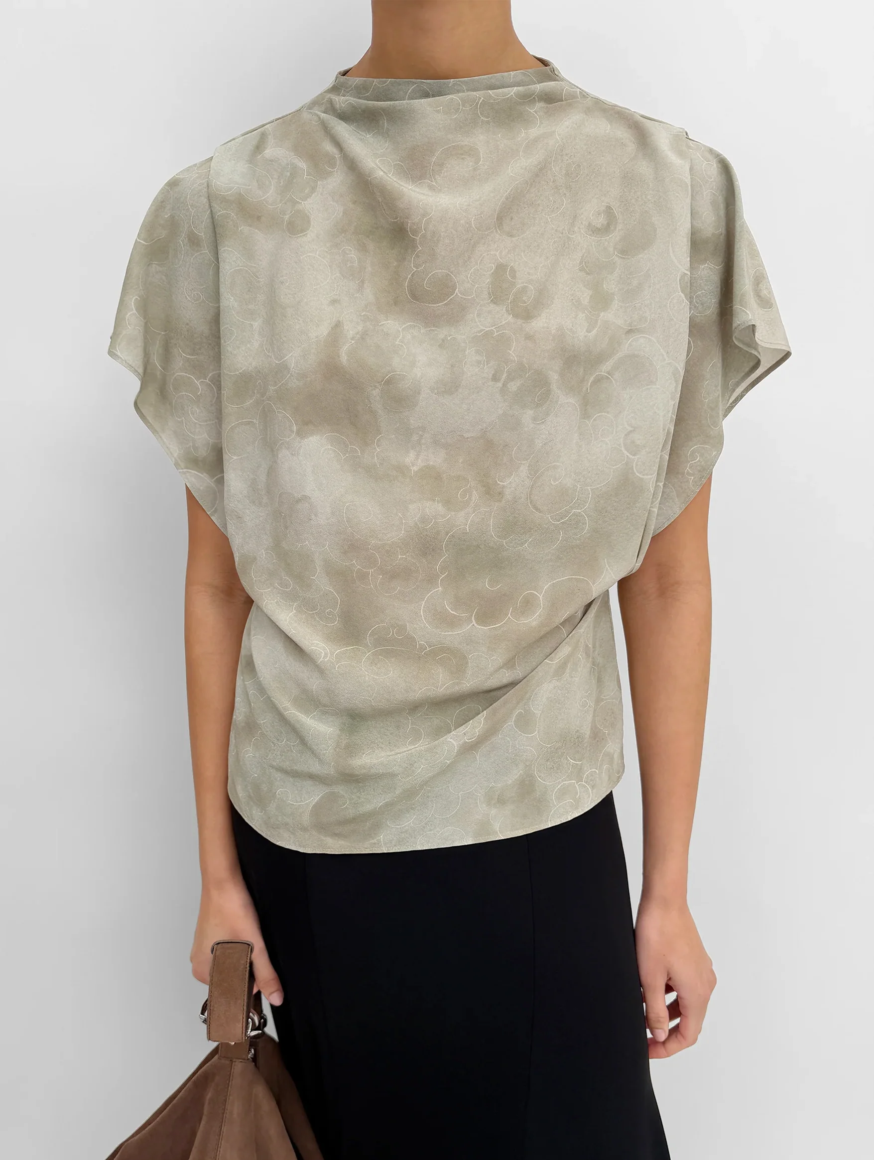 Amaya High Neck Top in Clouds - Image 2
