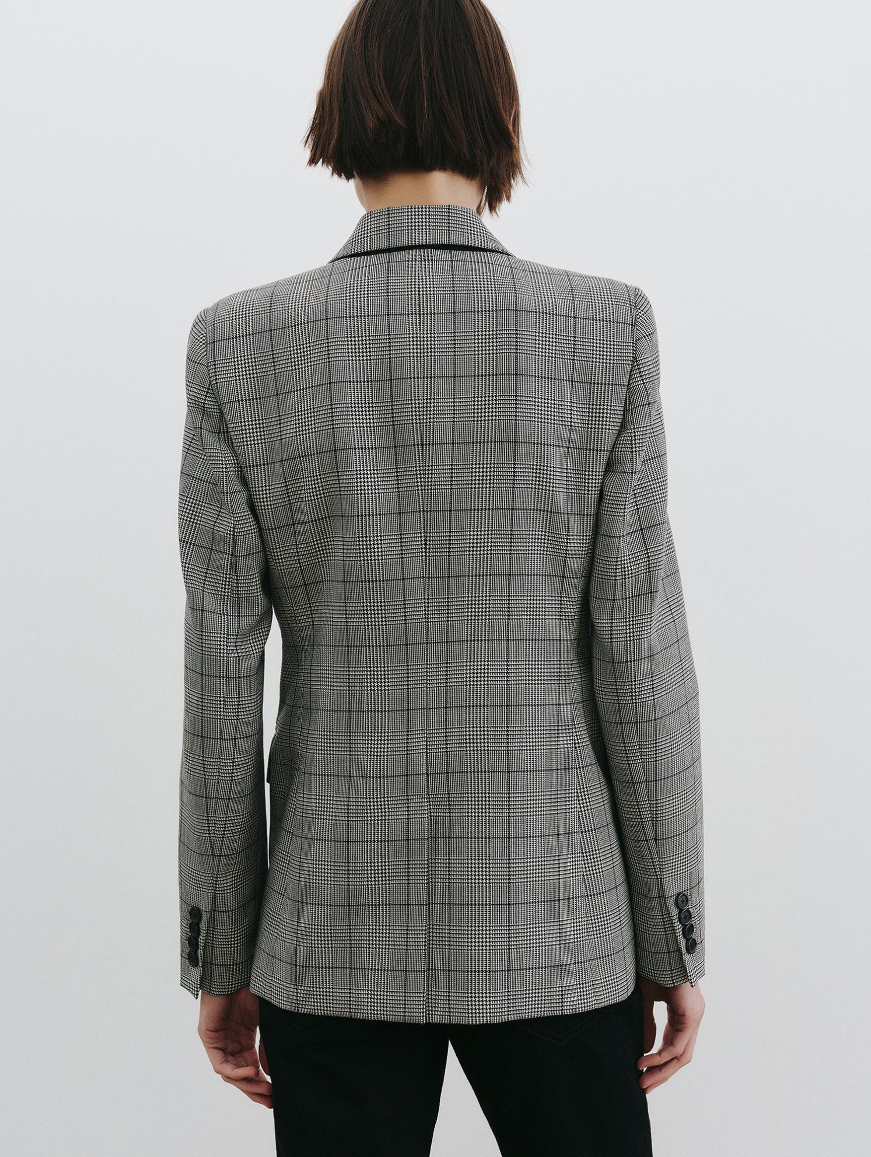 Anabel Wool Tailored Blazer in Black Plaid - Image 6