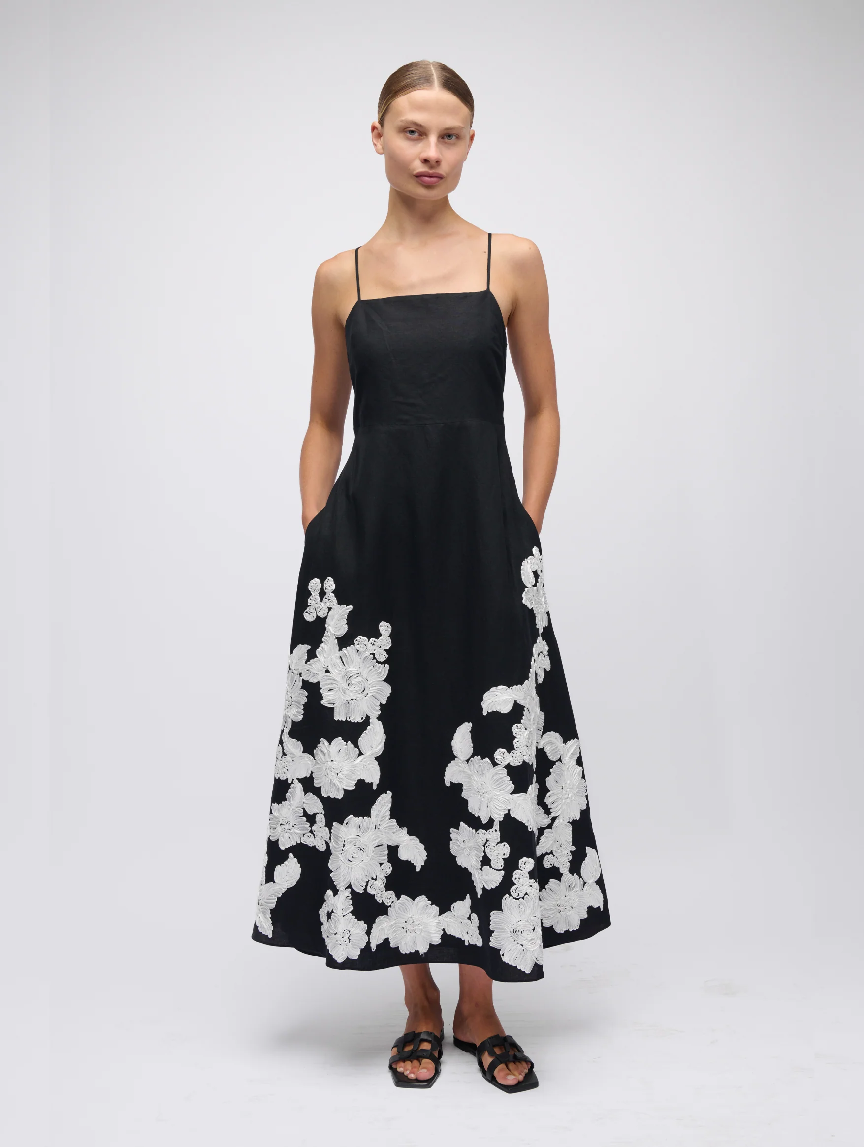 Annabella Midi Dress in Black Multi - Image 3