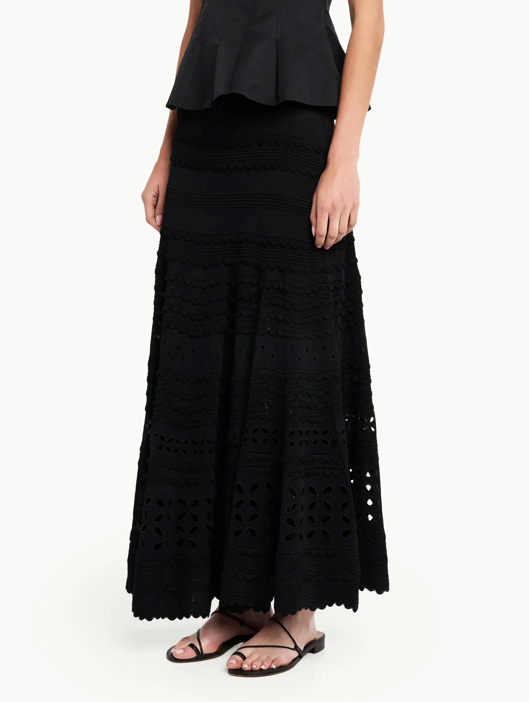 Annisa Eyelet Knit Skirt in Noir - Image 4