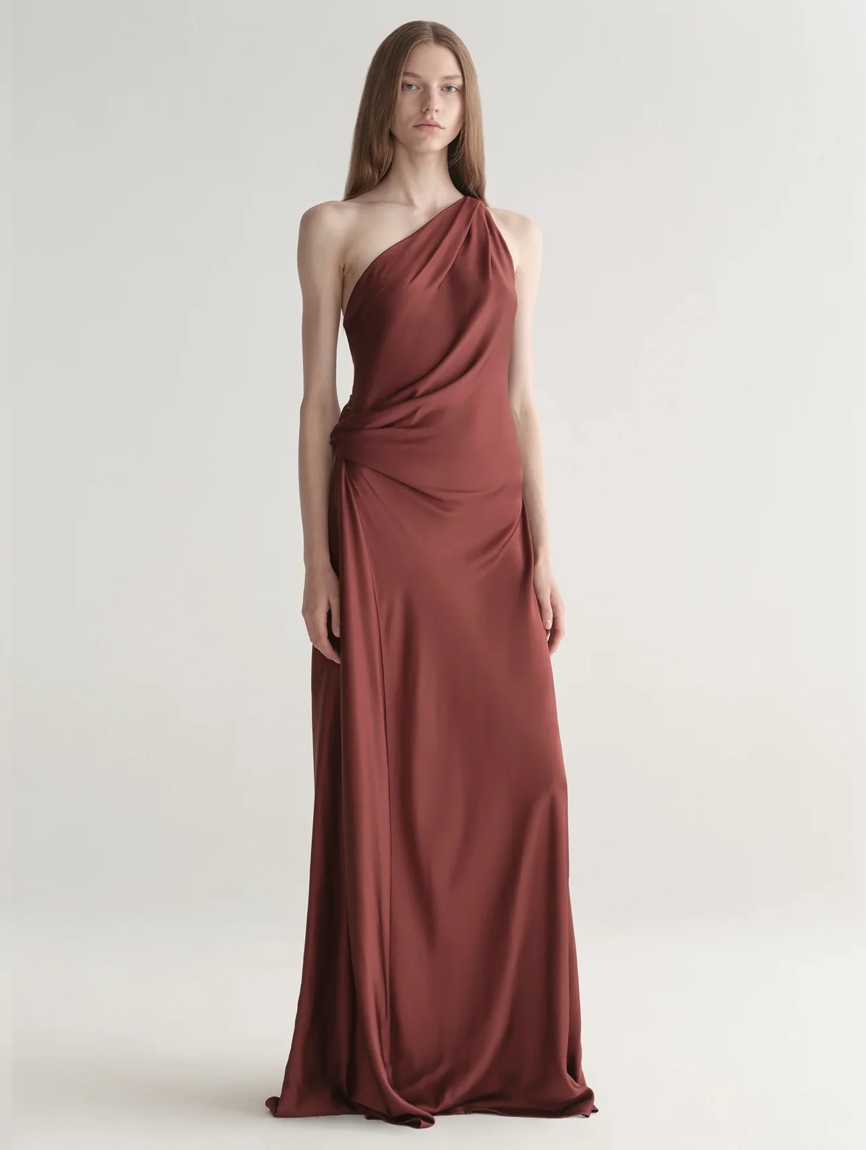 Aster One Shoulder Gown in Black Cherry - Image 4