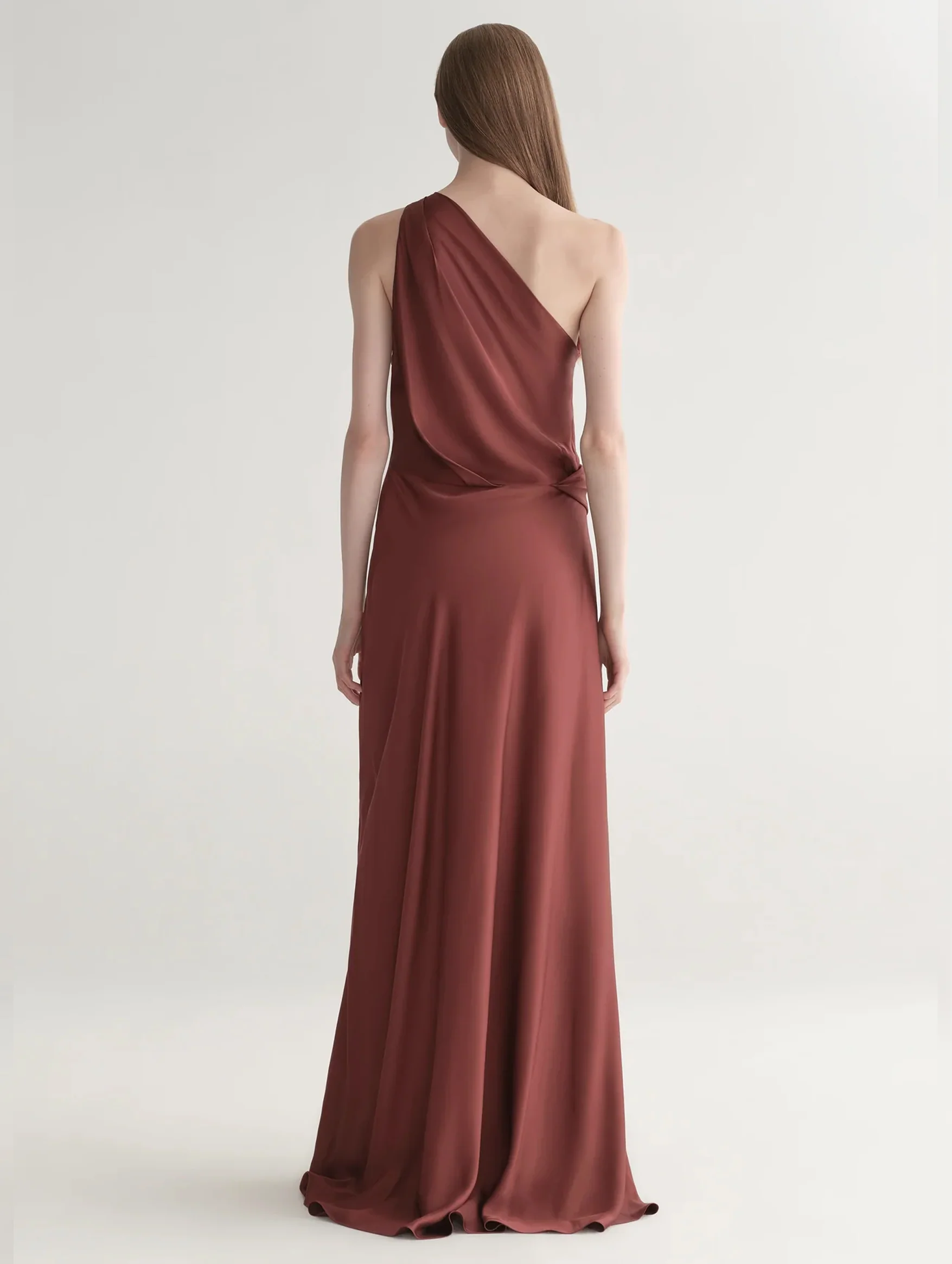 Aster One Shoulder Gown in Black Cherry - Image 5