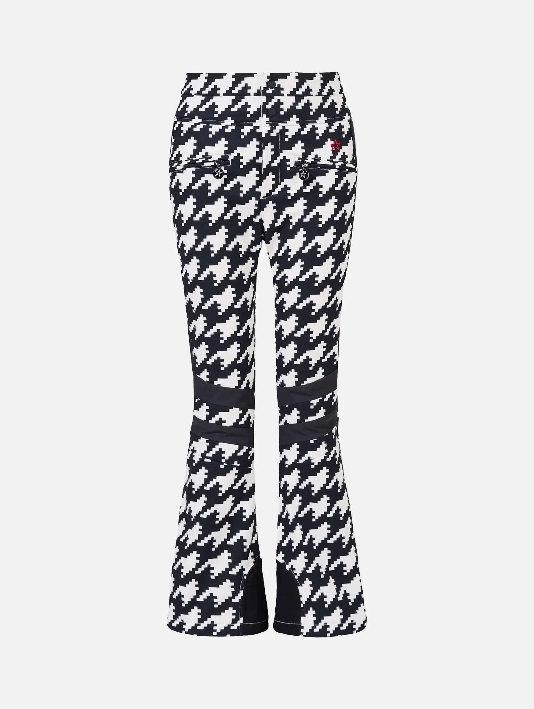 Aurora High-Waist Flare Ski Pants in Houndstooth