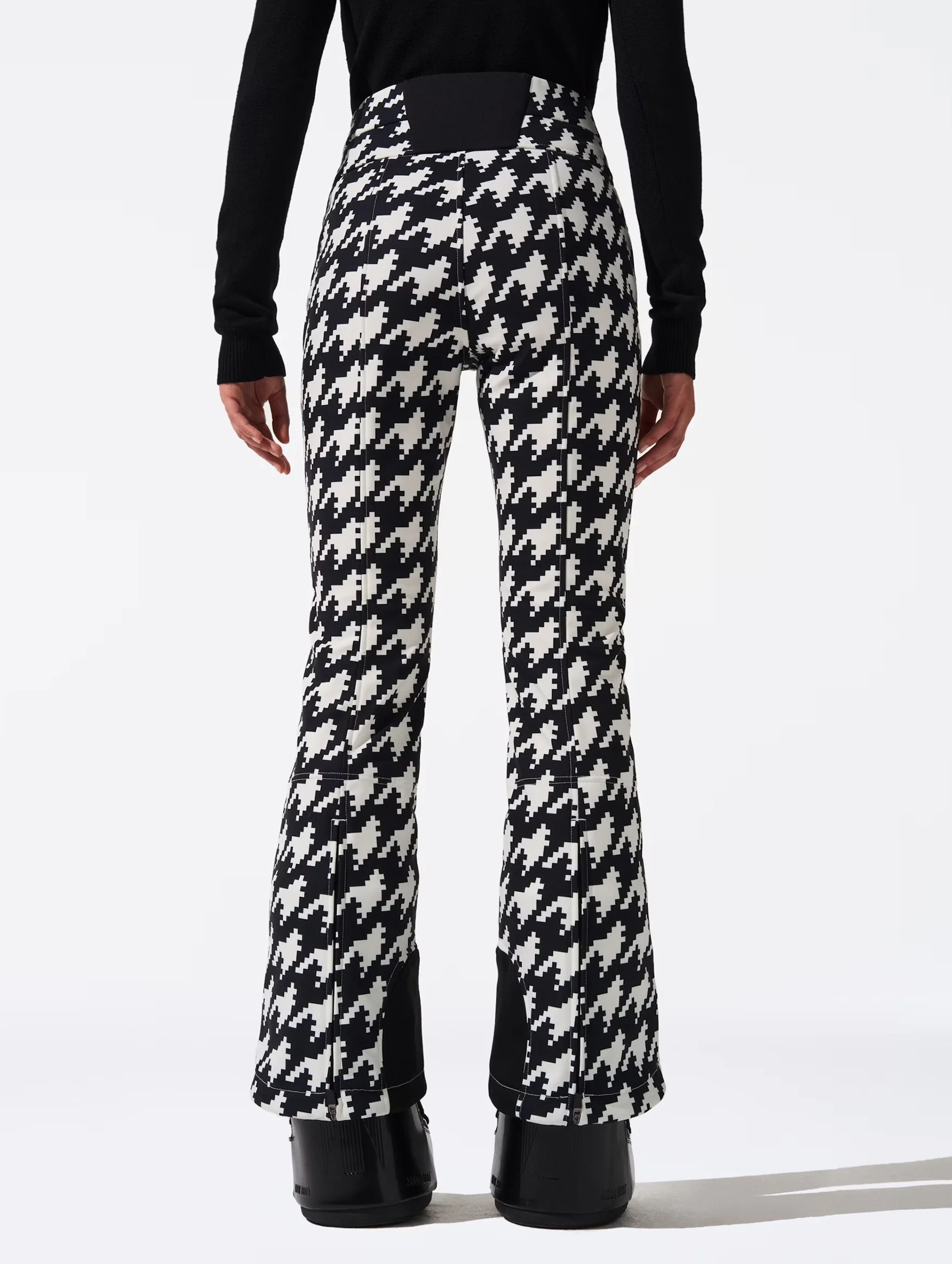 Aurora High-Waist Flare Ski Pants in Houndstooth - Image 3