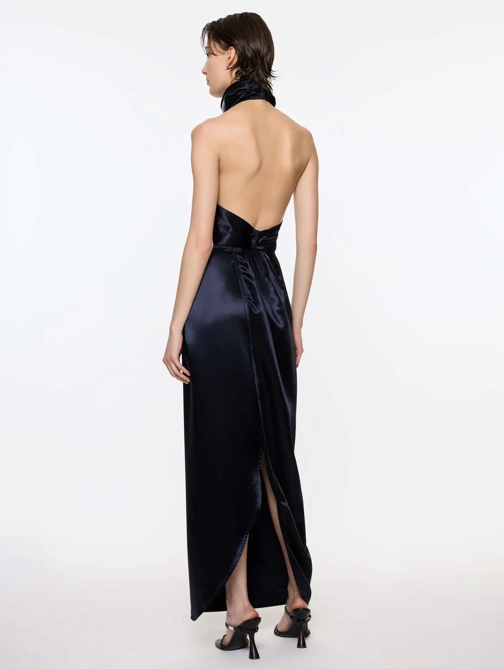 Back Wrap Dress in Navy - Image 4