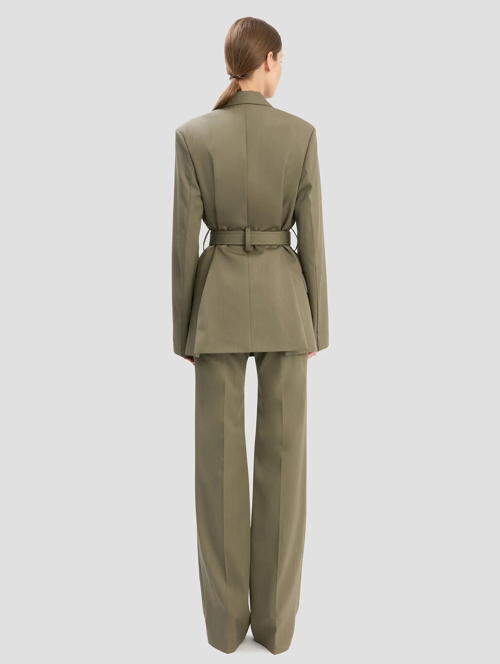 Belted Tailored Jacket in Sage Melange - Image 5