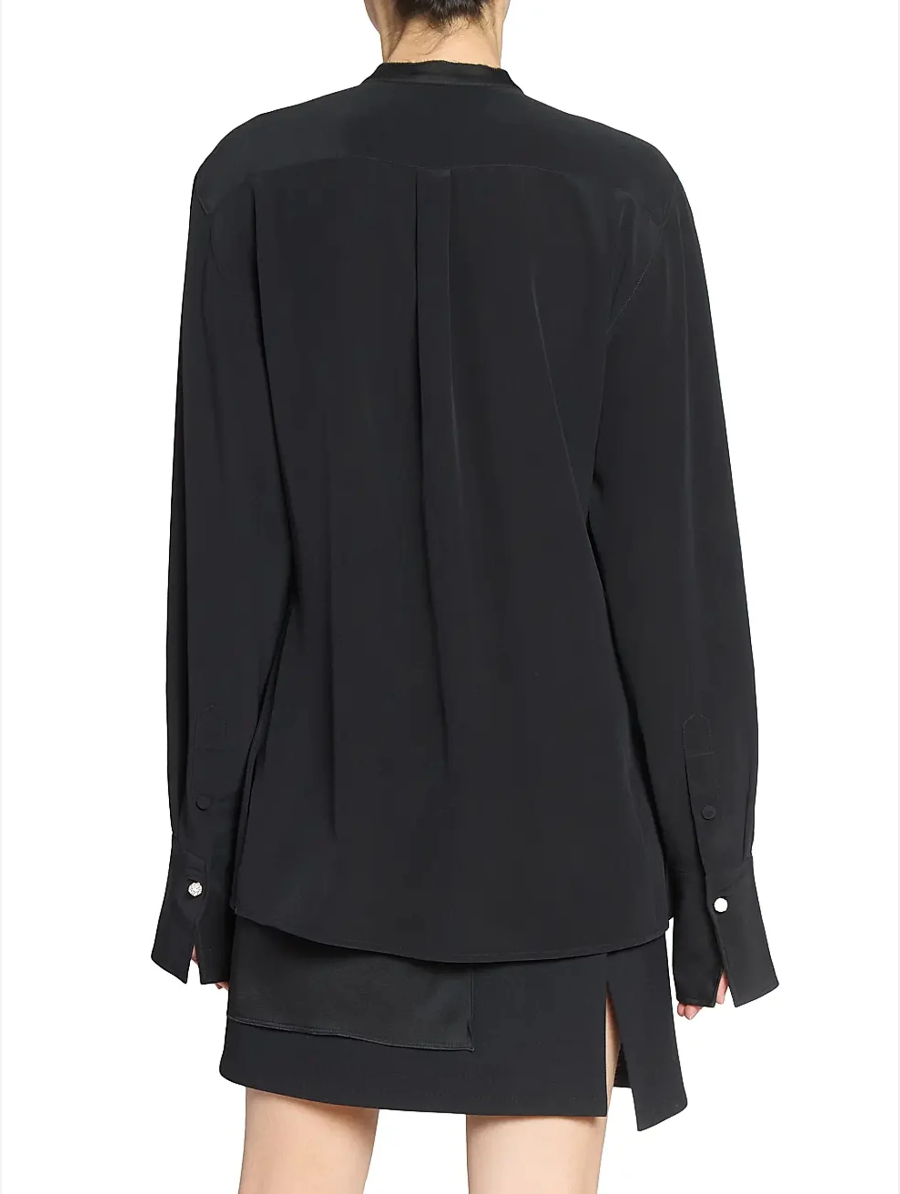 Bib Detail Blouse in Black - Image 4