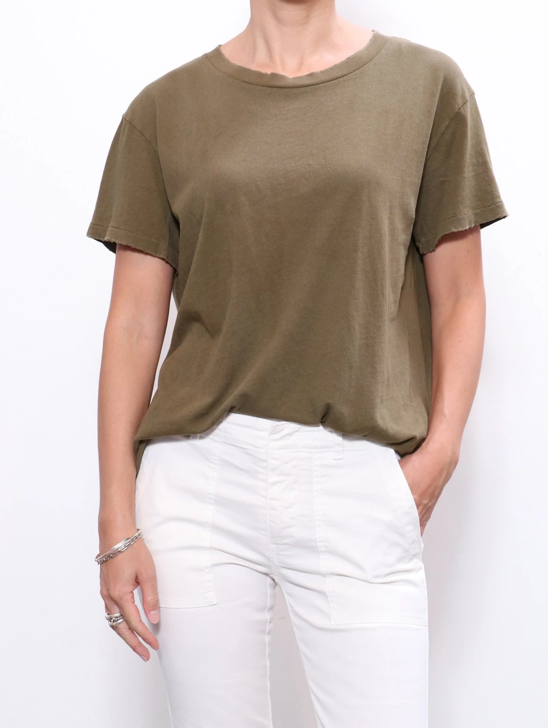Brady Cotton Tee in Army Green - Image 2