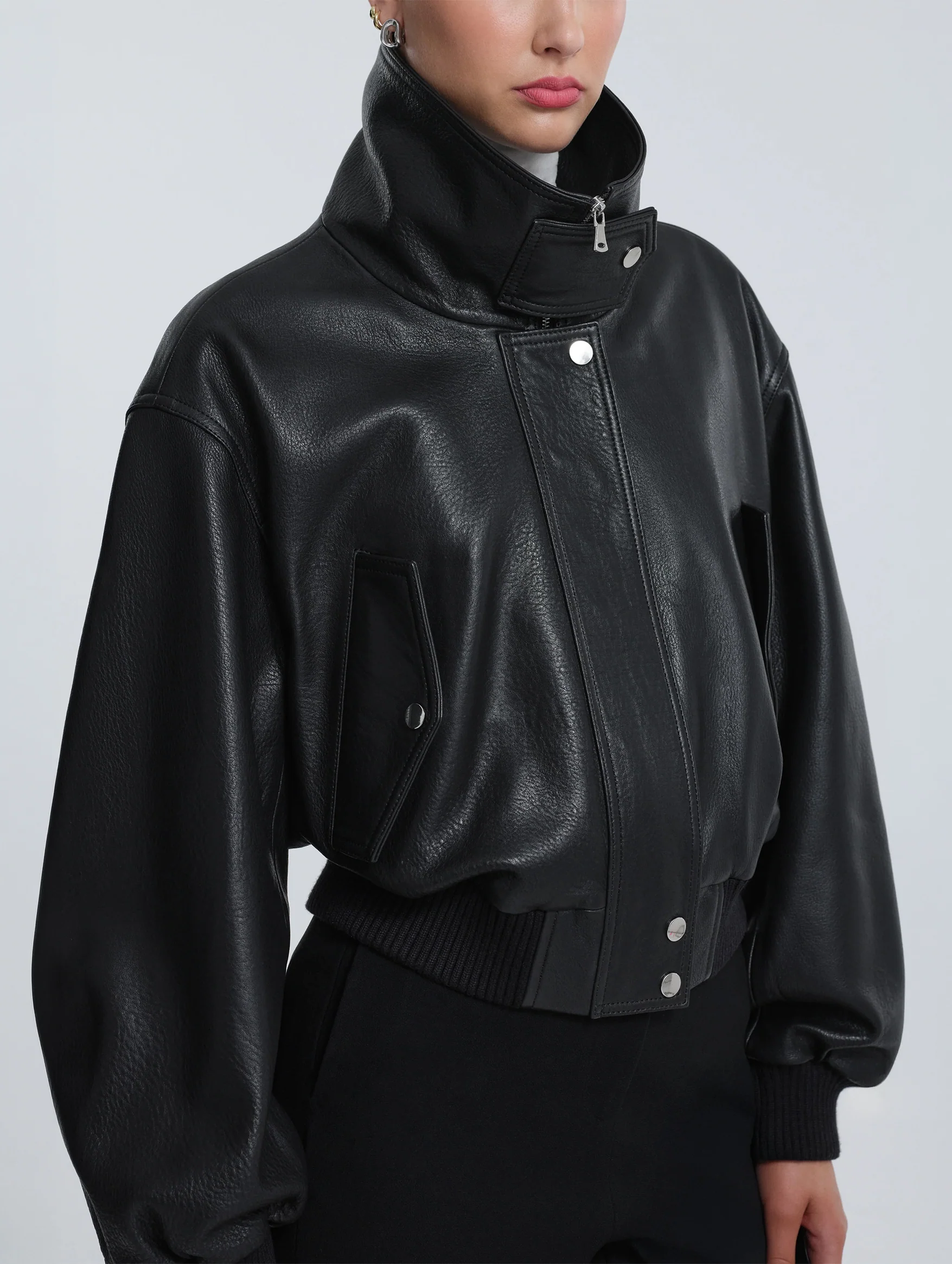 Briar Cropped Bomber in Black - Image 3