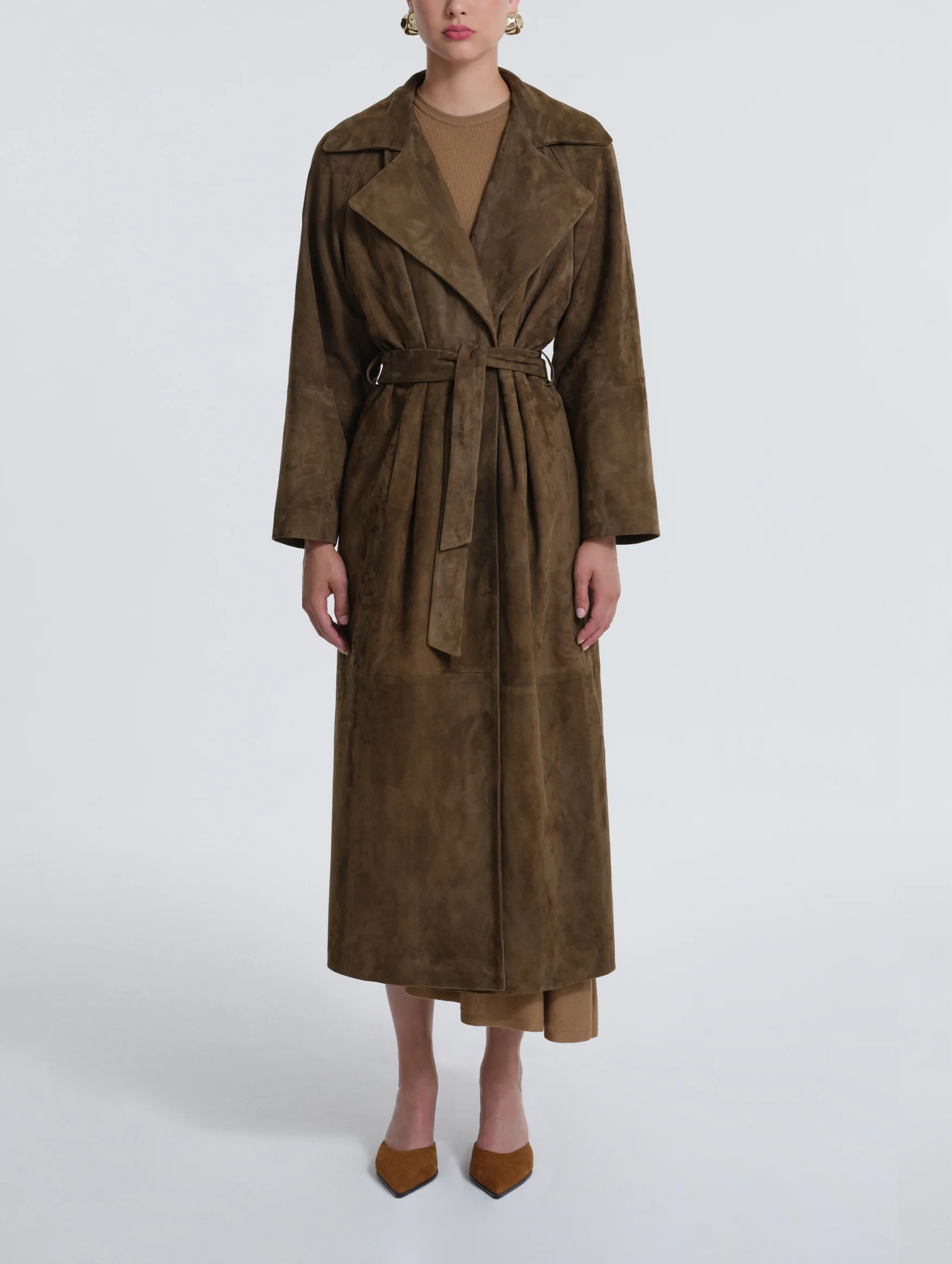 Briona Suede Coat in Deep Olive - Image 6