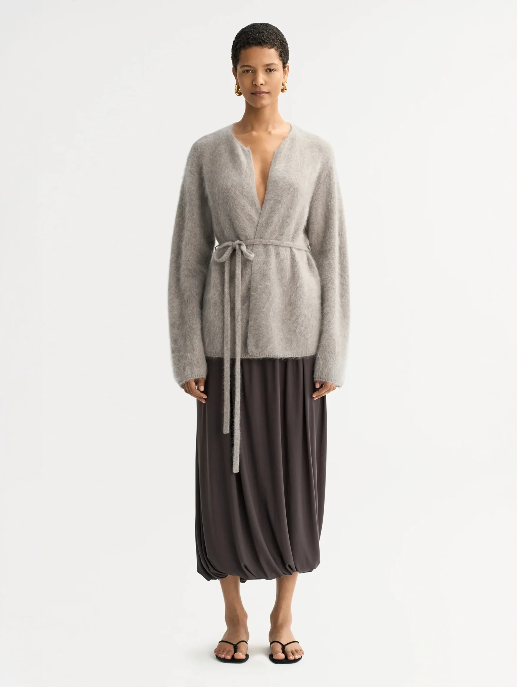 Brushed Cardigan in Greige - Image 2