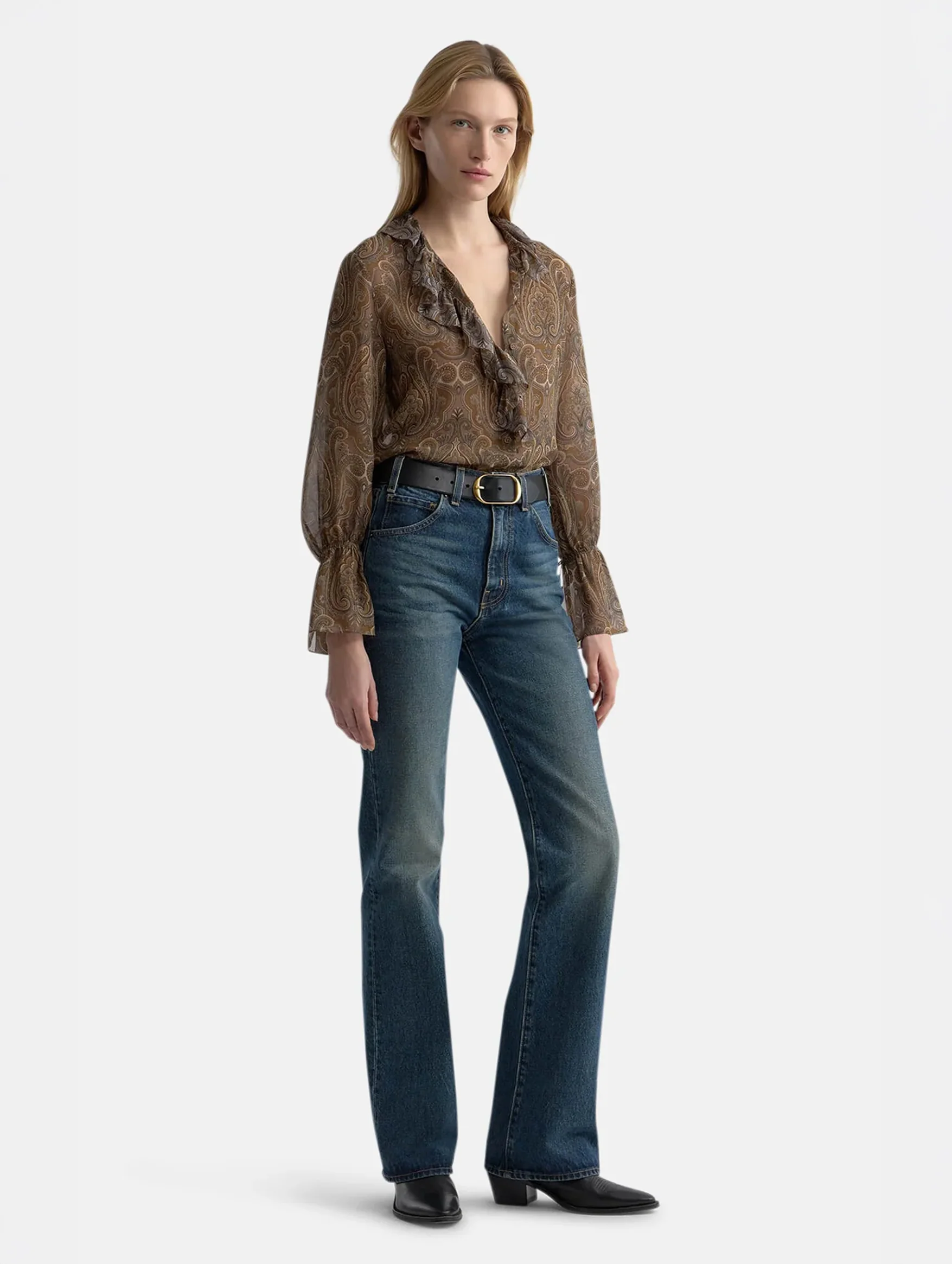 Cecily Shirt in Khaki Paisley - Image 2
