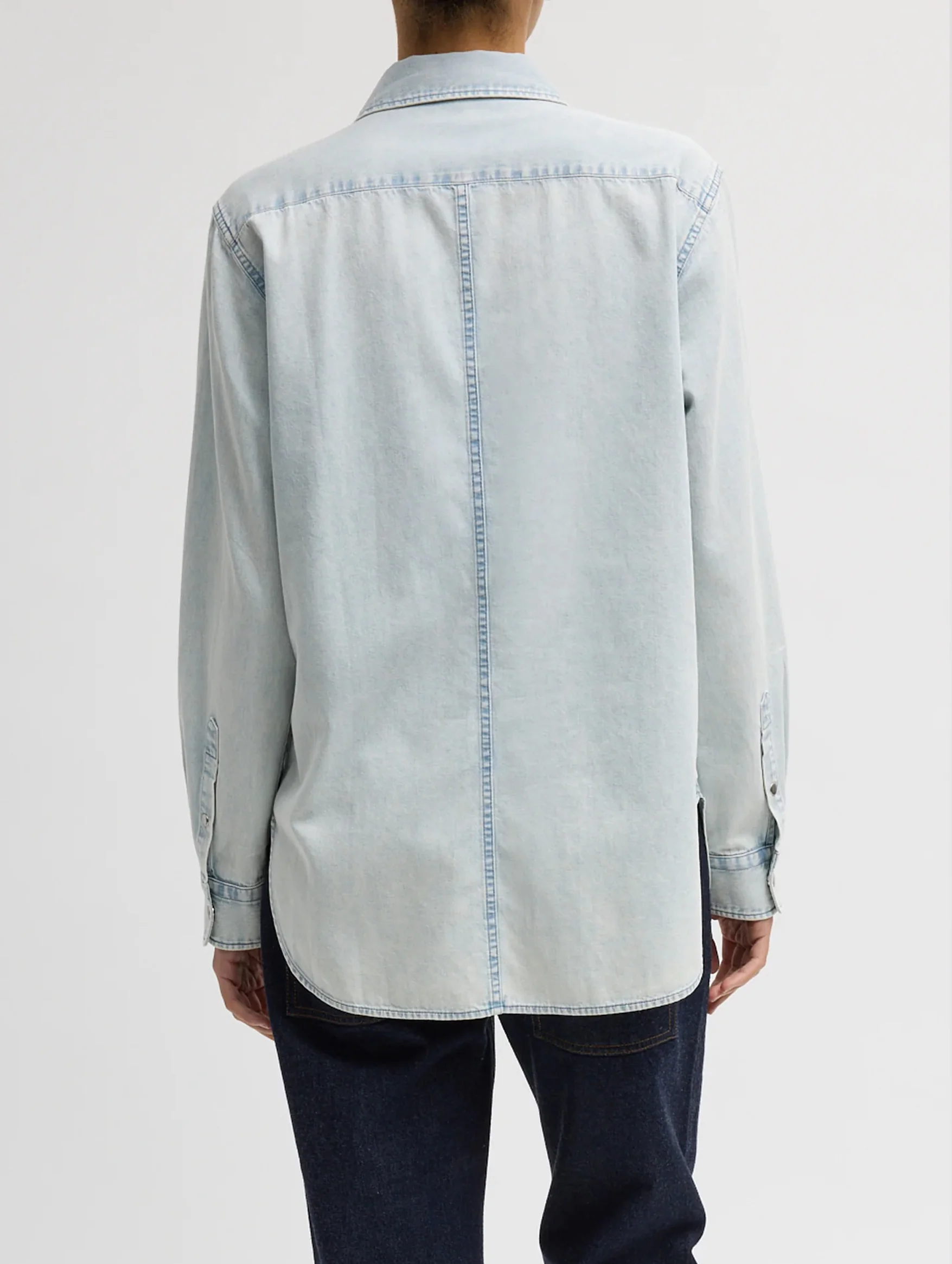 Charlie Men's Slim Denim Shirt in Bleached Denim - Image 3