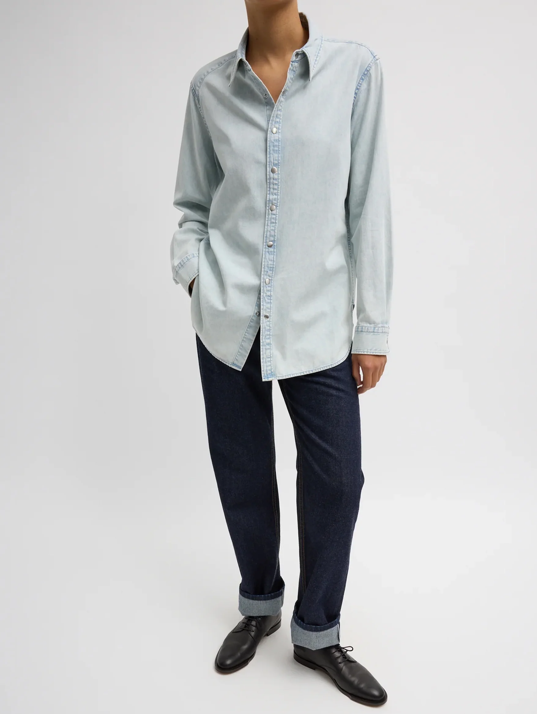 Charlie Men's Slim Denim Shirt in Bleached Denim - Image 5