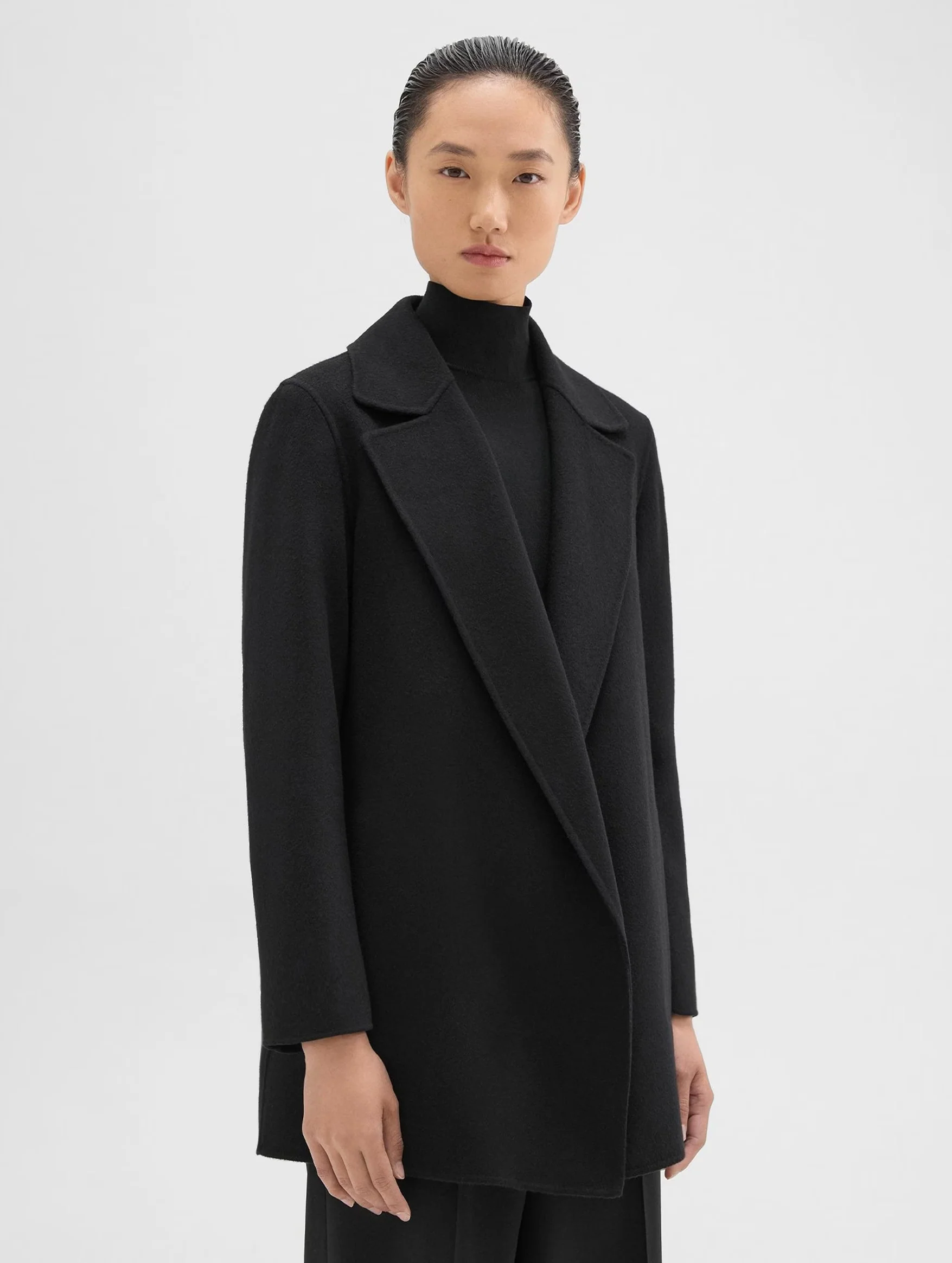 Clairene Wool Cashmere Coat in Black - Image 3
