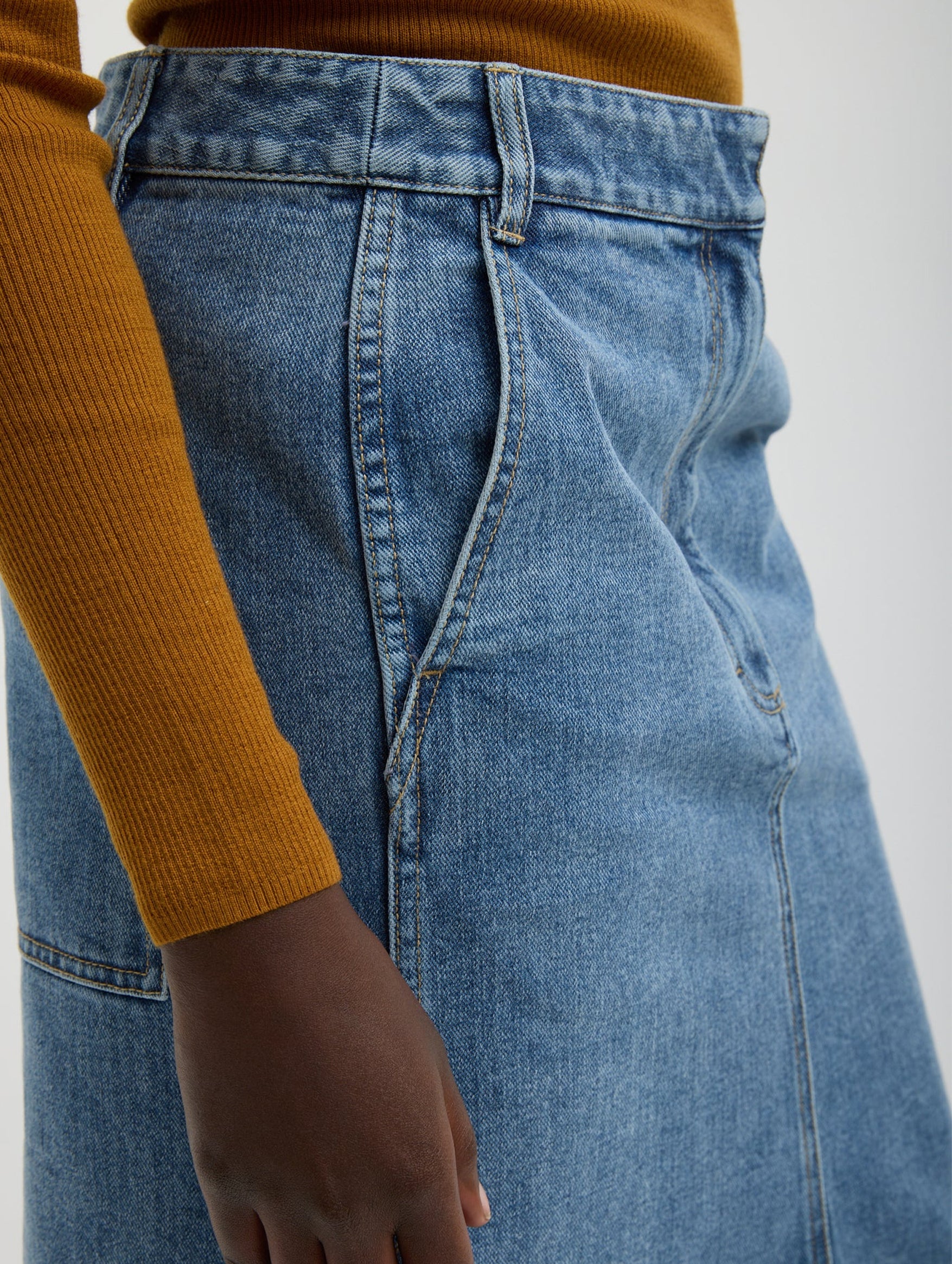 Classic Denim Sculpted Silke Skirt in Classic Blue - Image 3