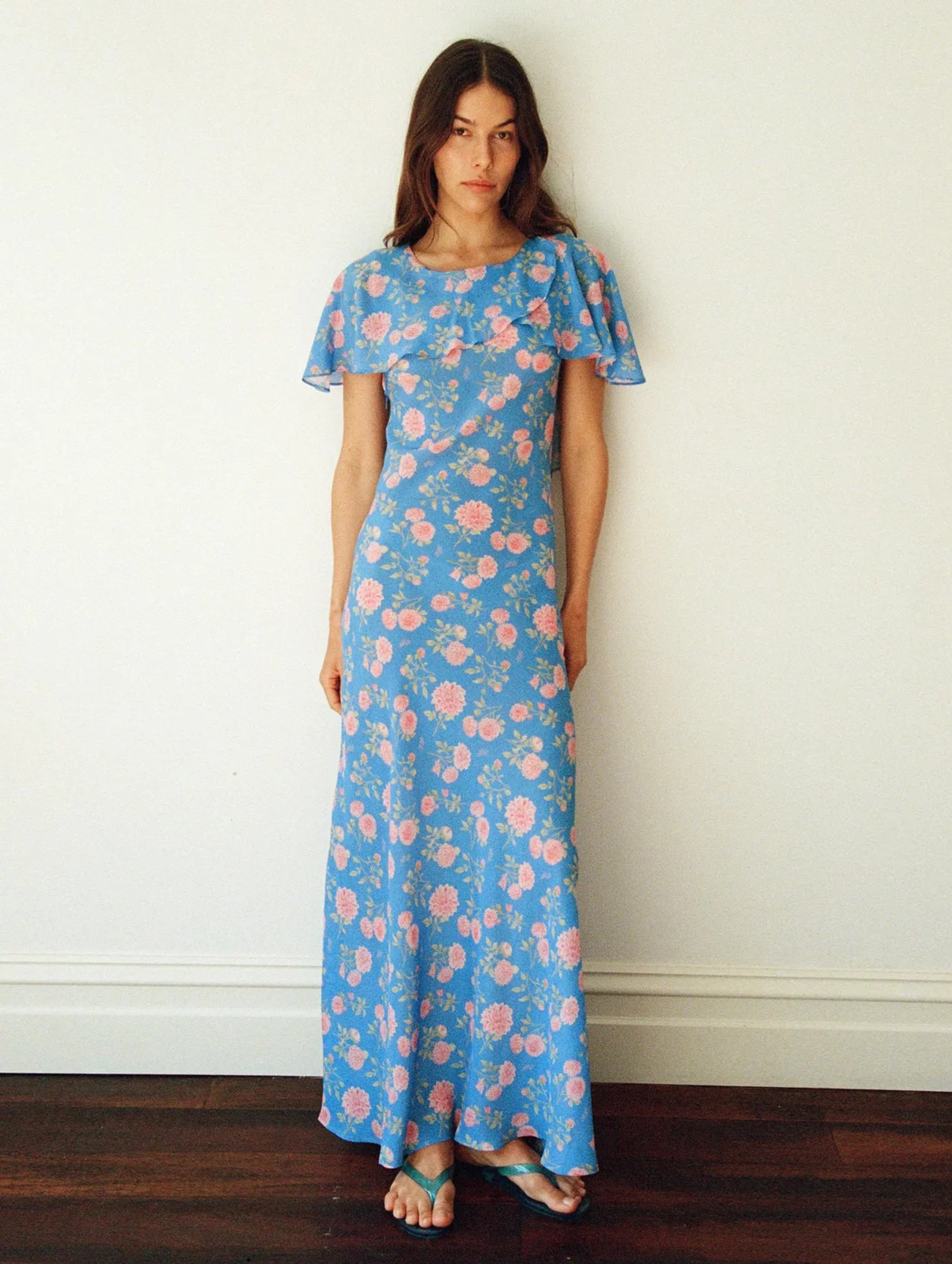 Come Home To Me Dress in Strawberry Dahlia Cornflower Blue - Image 3