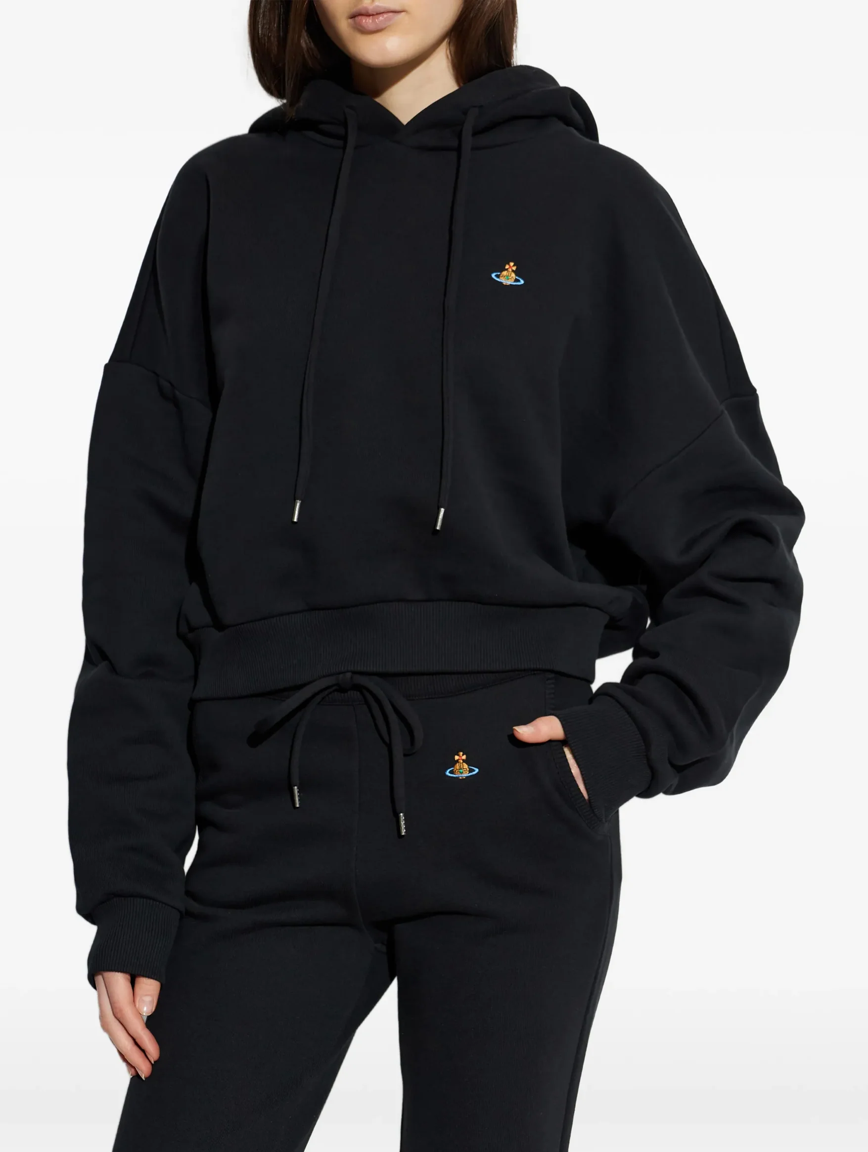Cropped Box Hoodie in Black - Image 3