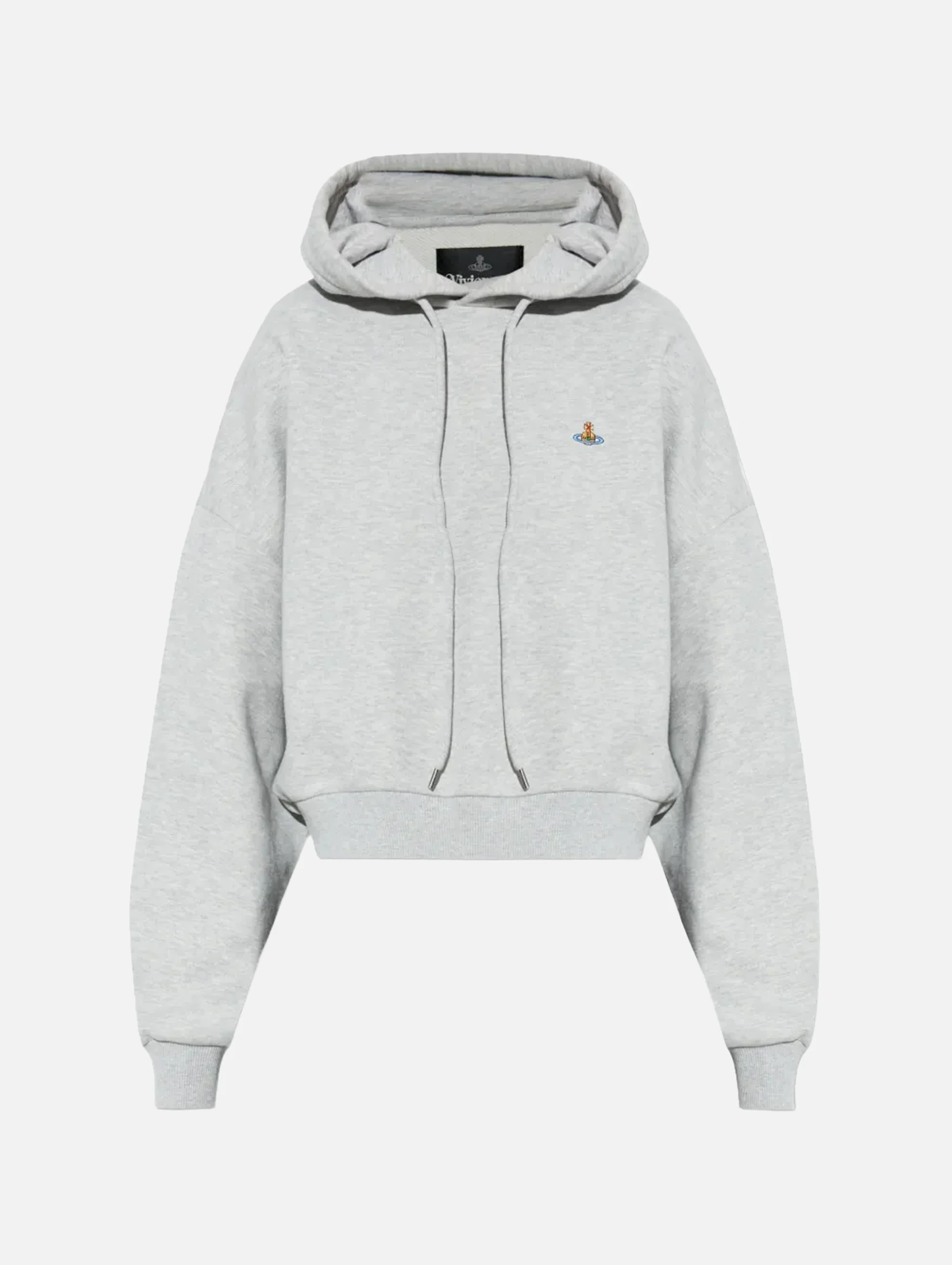 Cropped Box Hoodie in Grey Melange