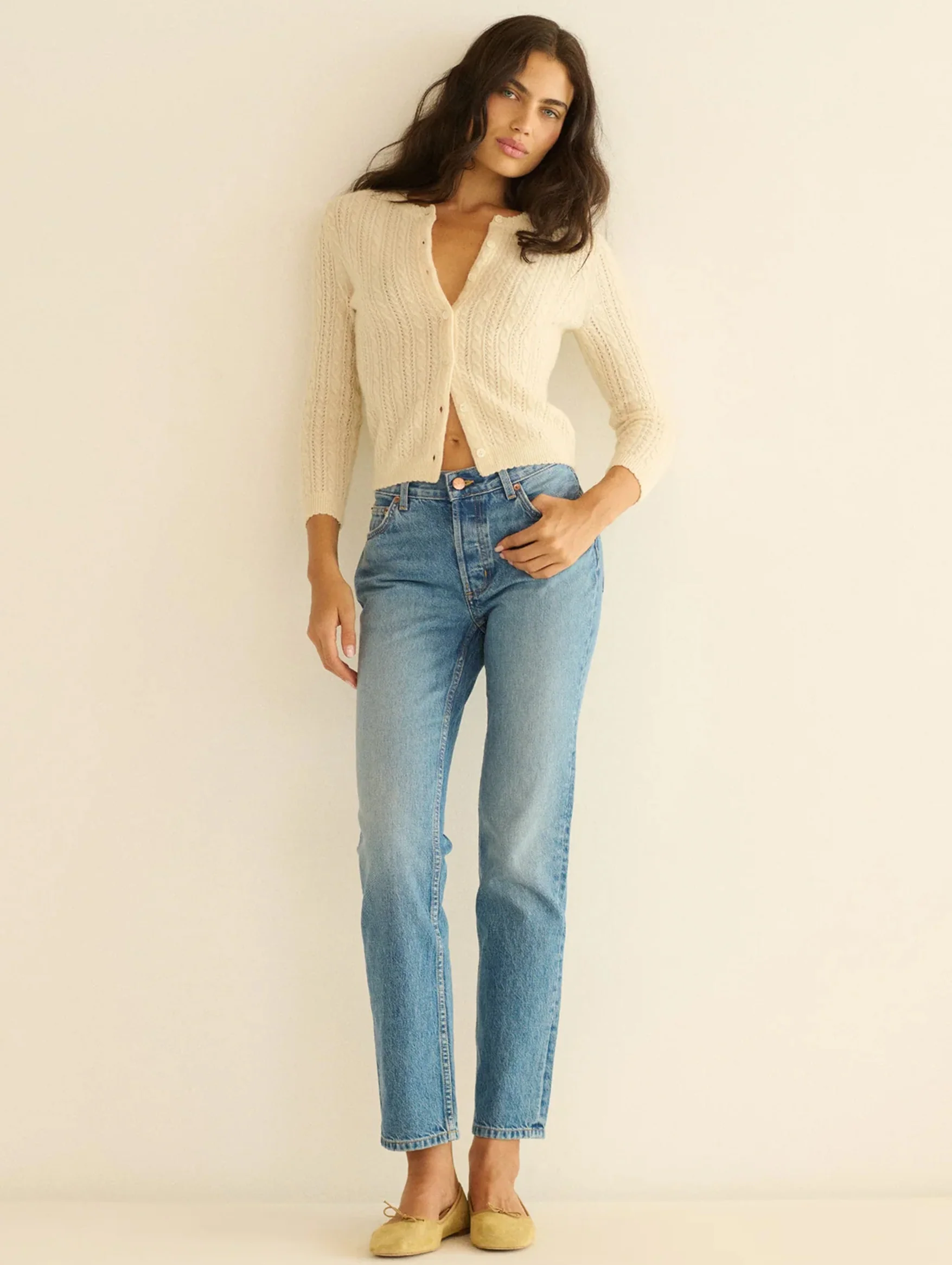 Danae Cashmere Cable Cardigan in Dogwood - Image 2
