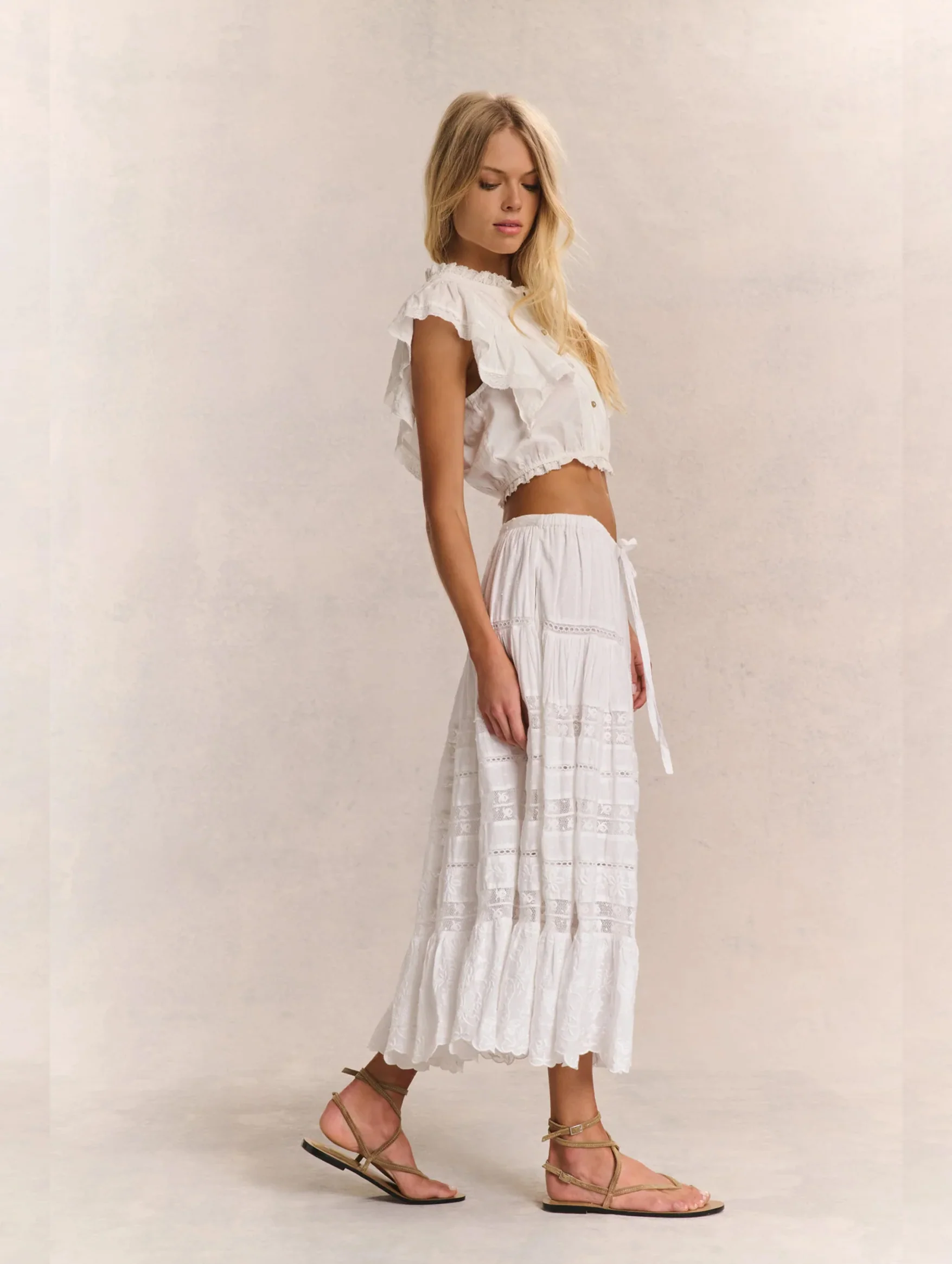 Donna Cotton Skirt in White - Image 3