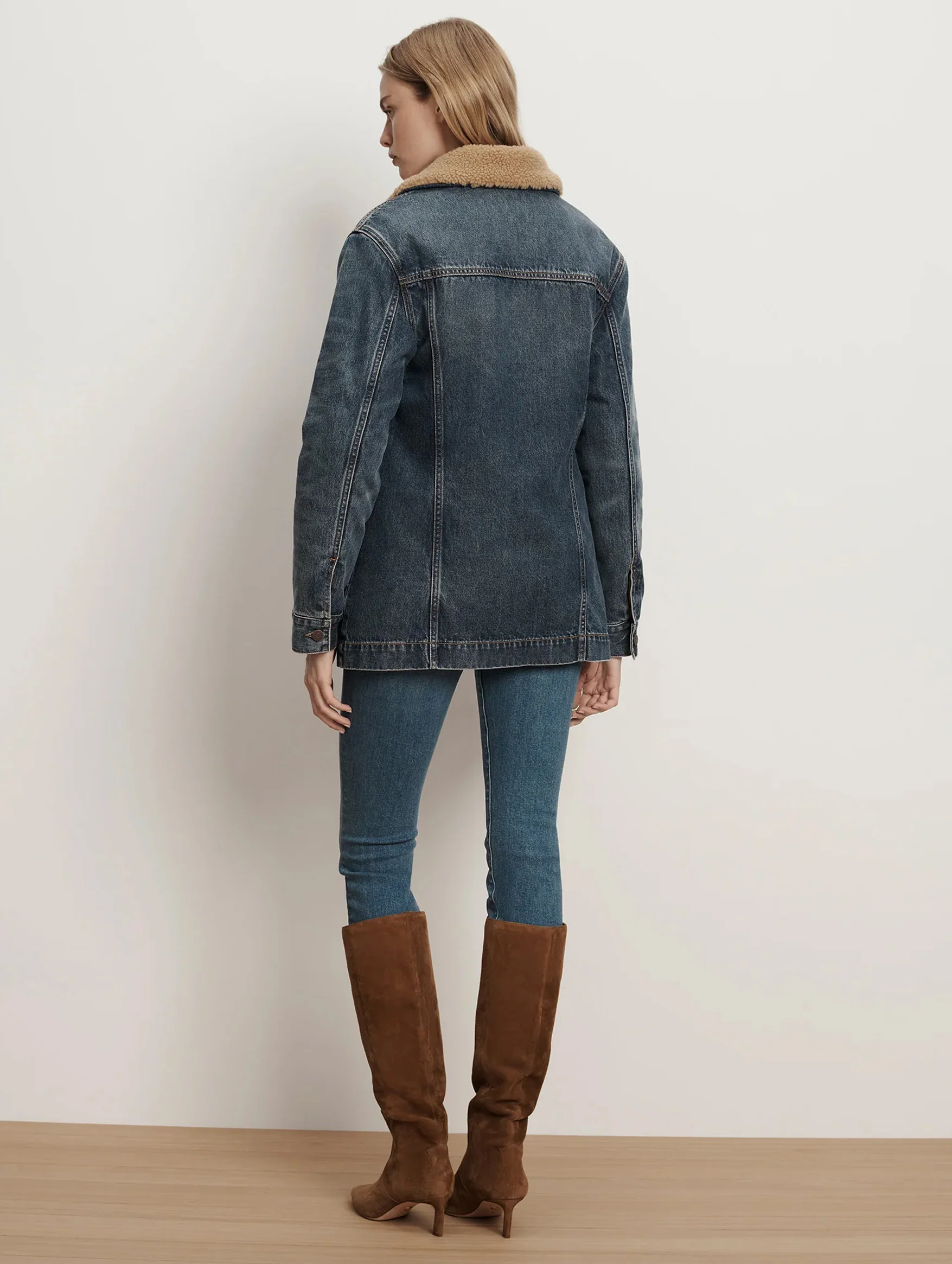 Donna Sherpa Denim Jacket in City Lights - Image 5