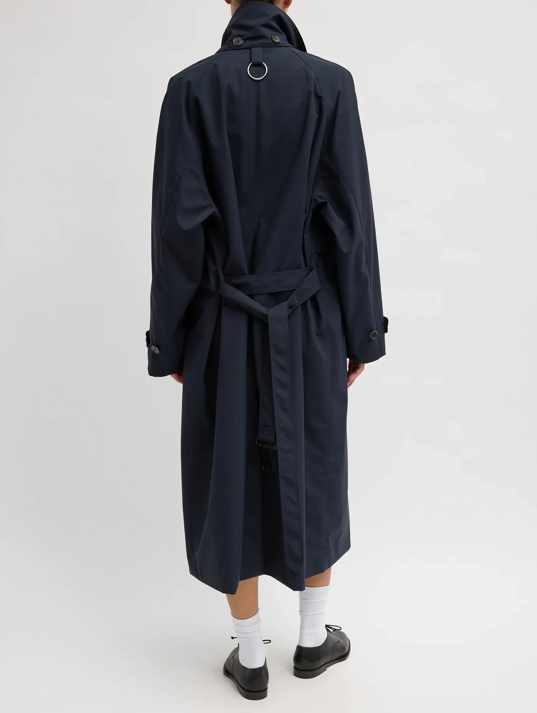 Double Collar Frank Trench in Navy - Image 4