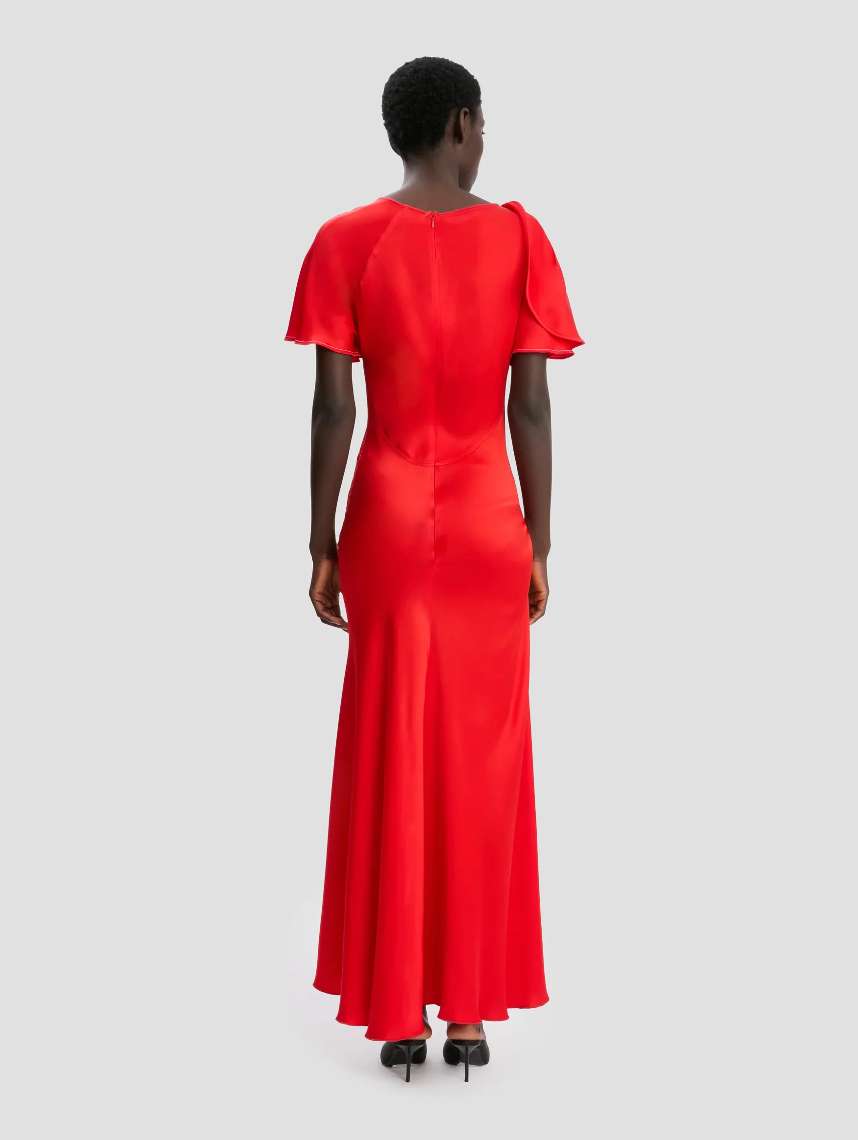 Draped Cap Sleeve Dress in Cayenne - Image 6