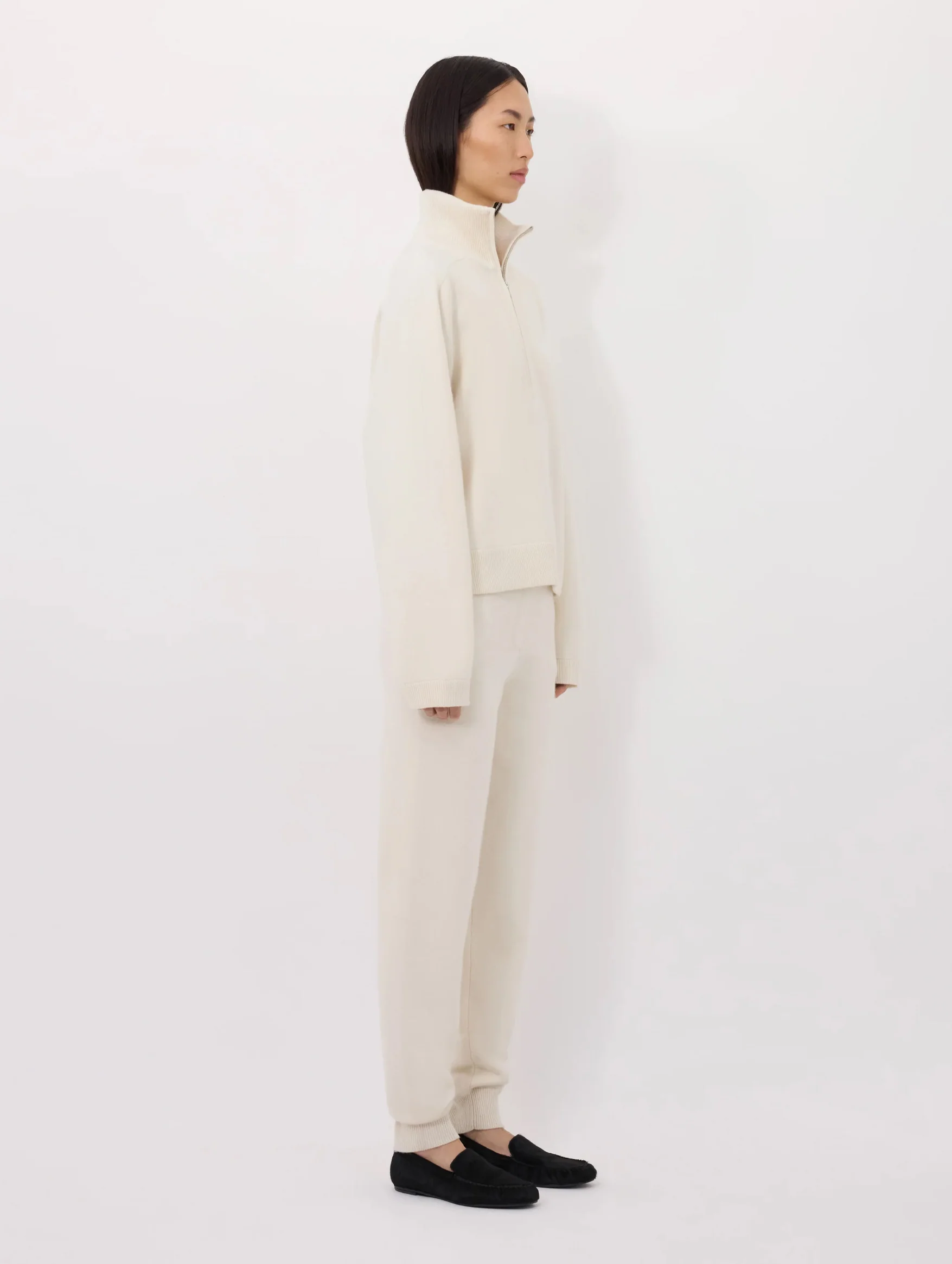 Dries Cashmere Stand Collar Sweater in Ivory - Image 3