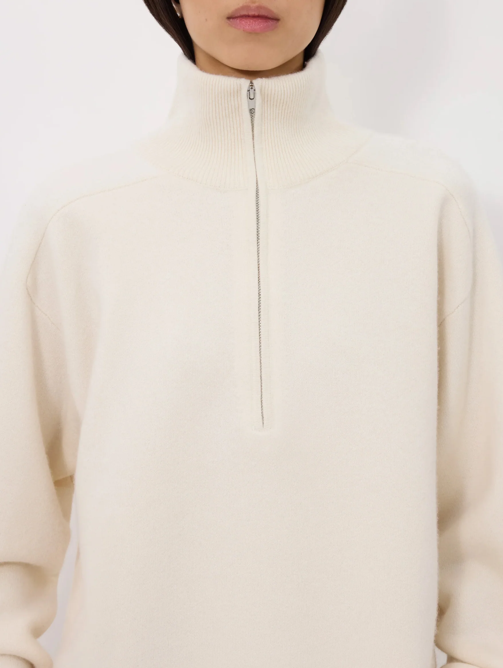 Dries Cashmere Stand Collar Sweater in Ivory - Image 4