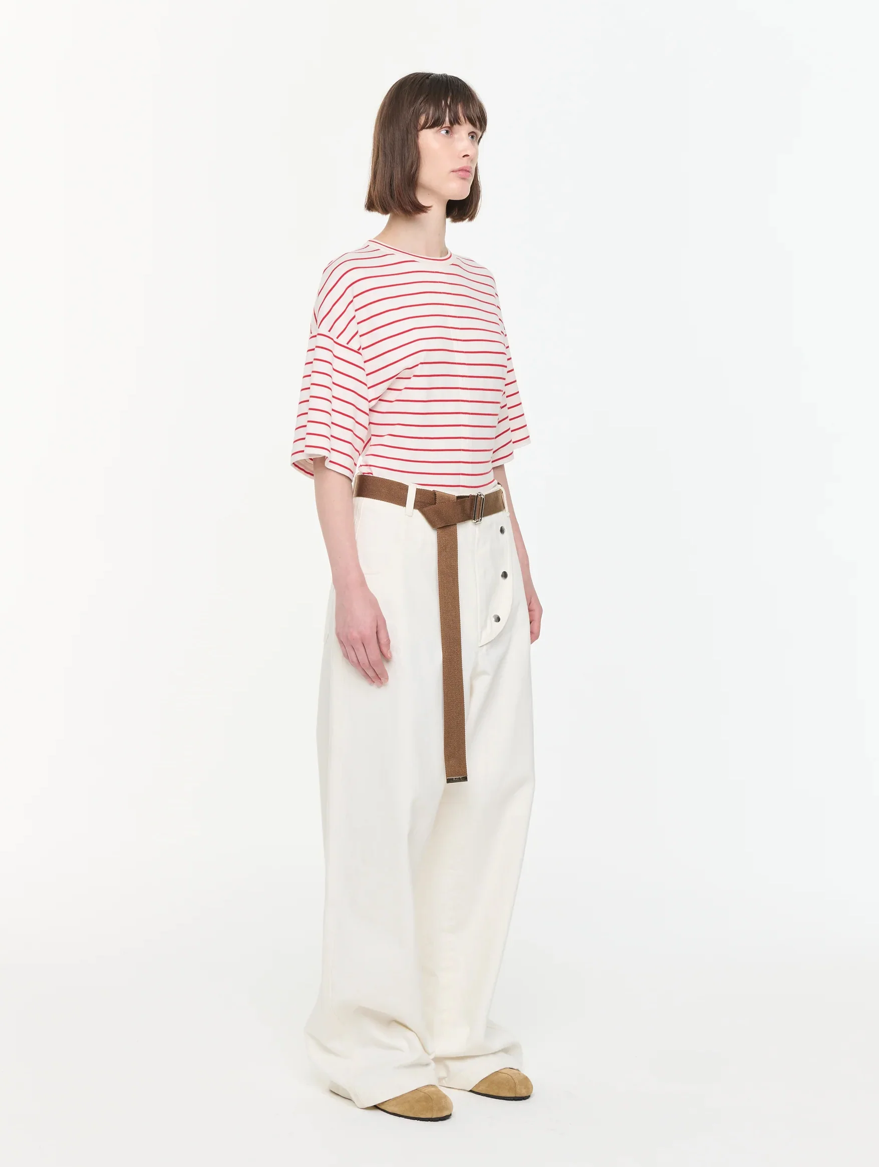 Drill Cargo Pants with Belt in Butter - Image 3