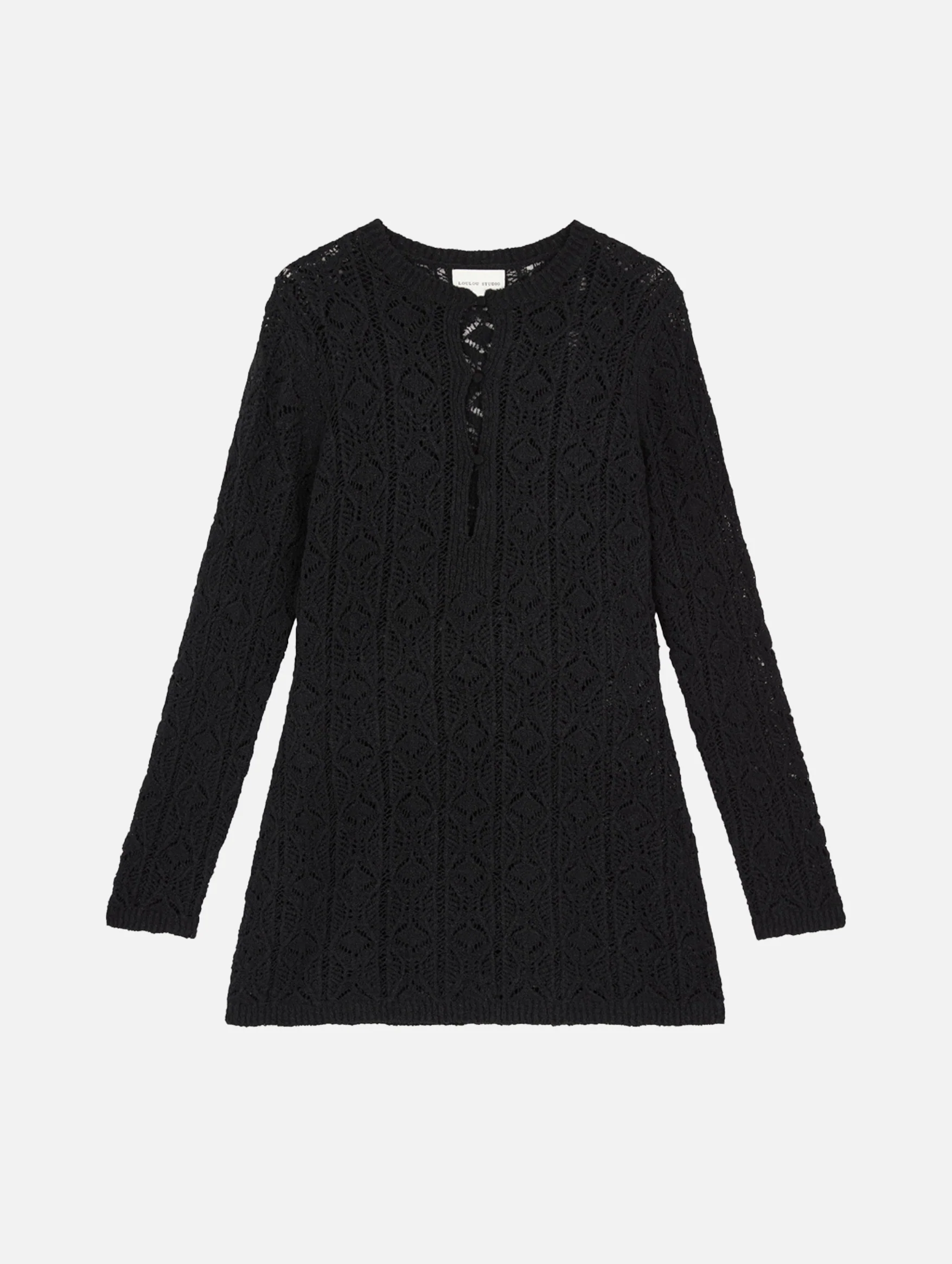 Evan Lace Stitch Dress in Black