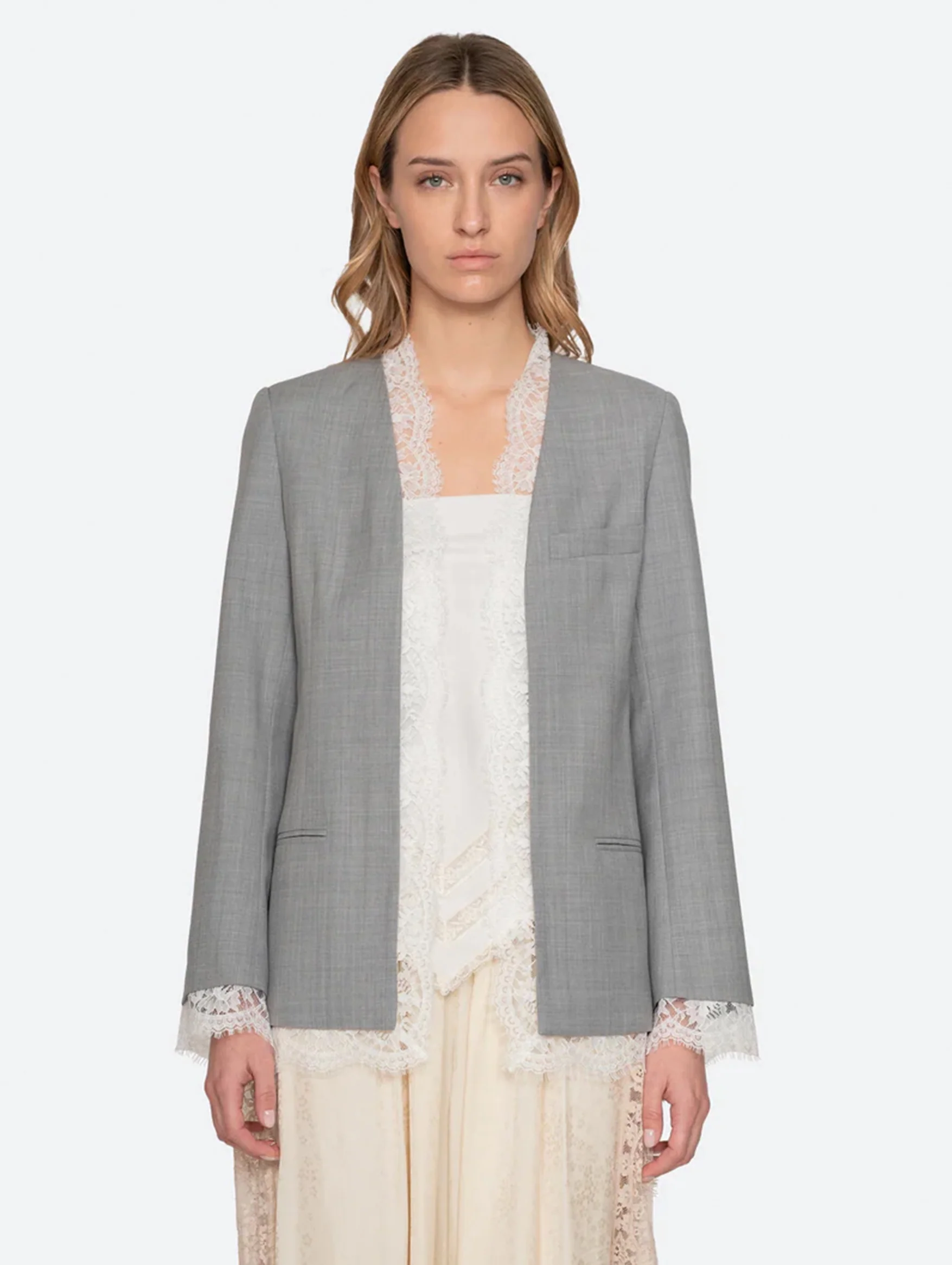 Fiora Tropical Wool Jacket in Grey
