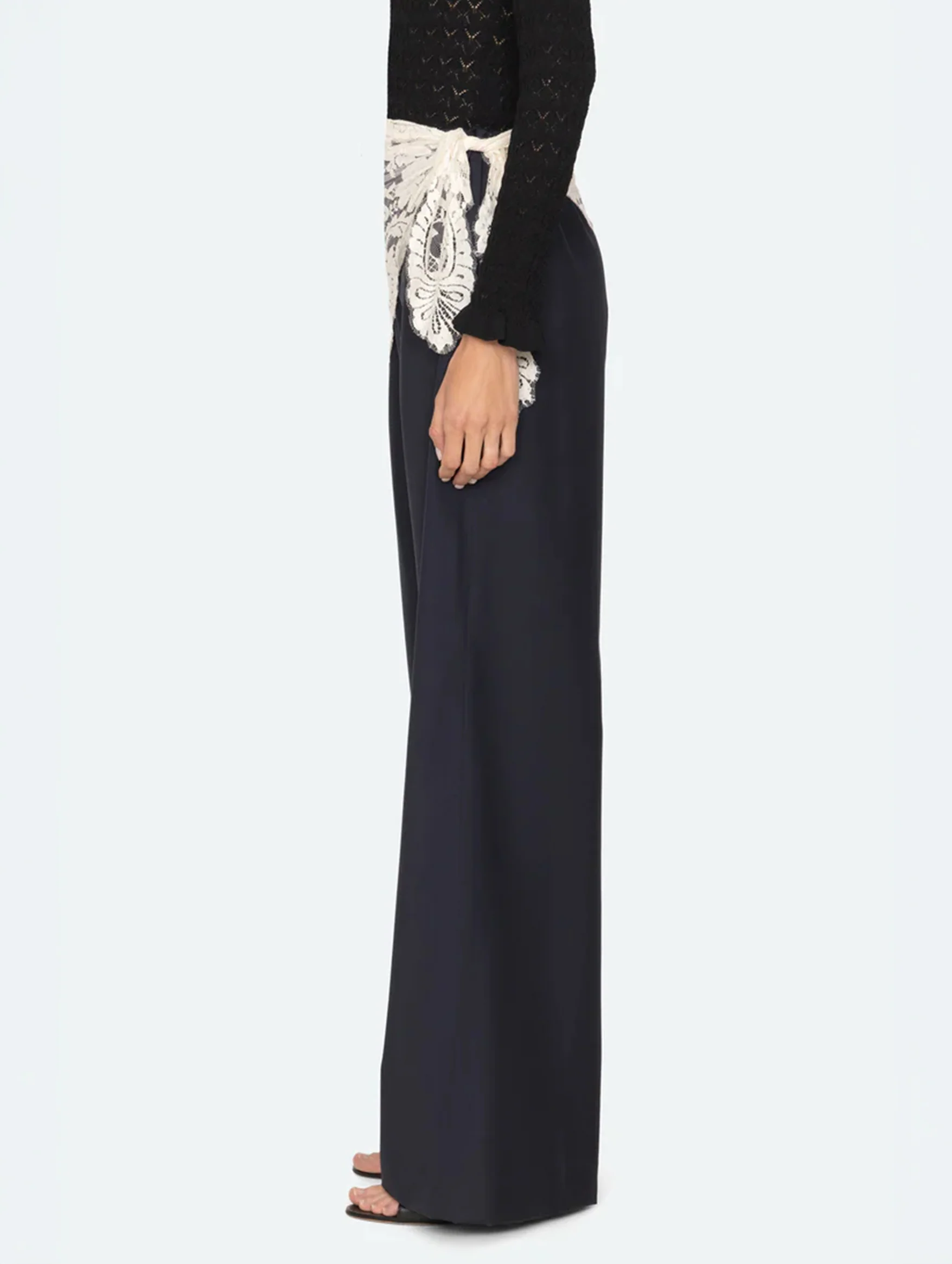 Fiora Tropical Wool Pants in Navy - Image 3
