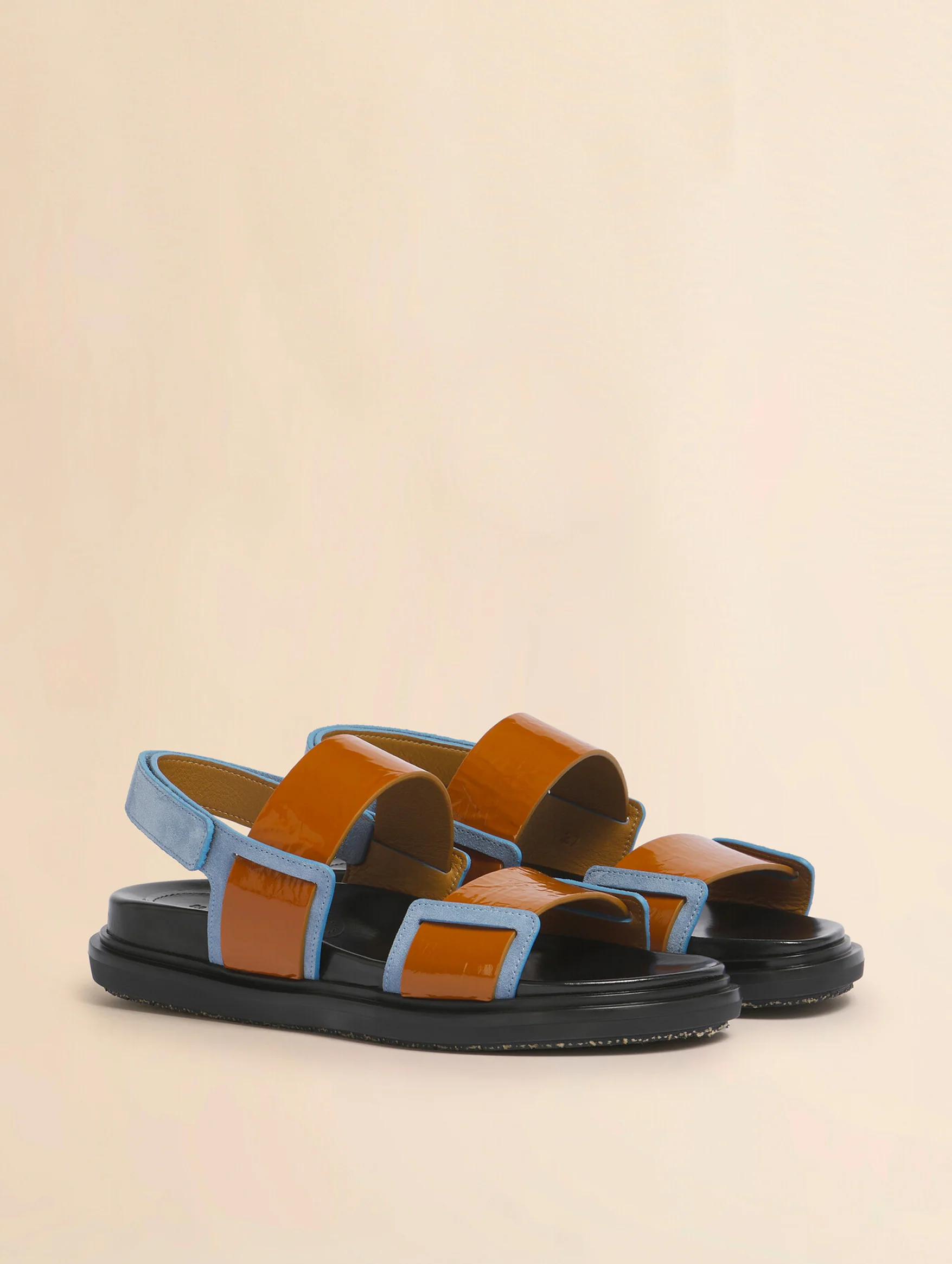Fussbett Double-Strap Sandal in Light Brown and Blue - Image 3
