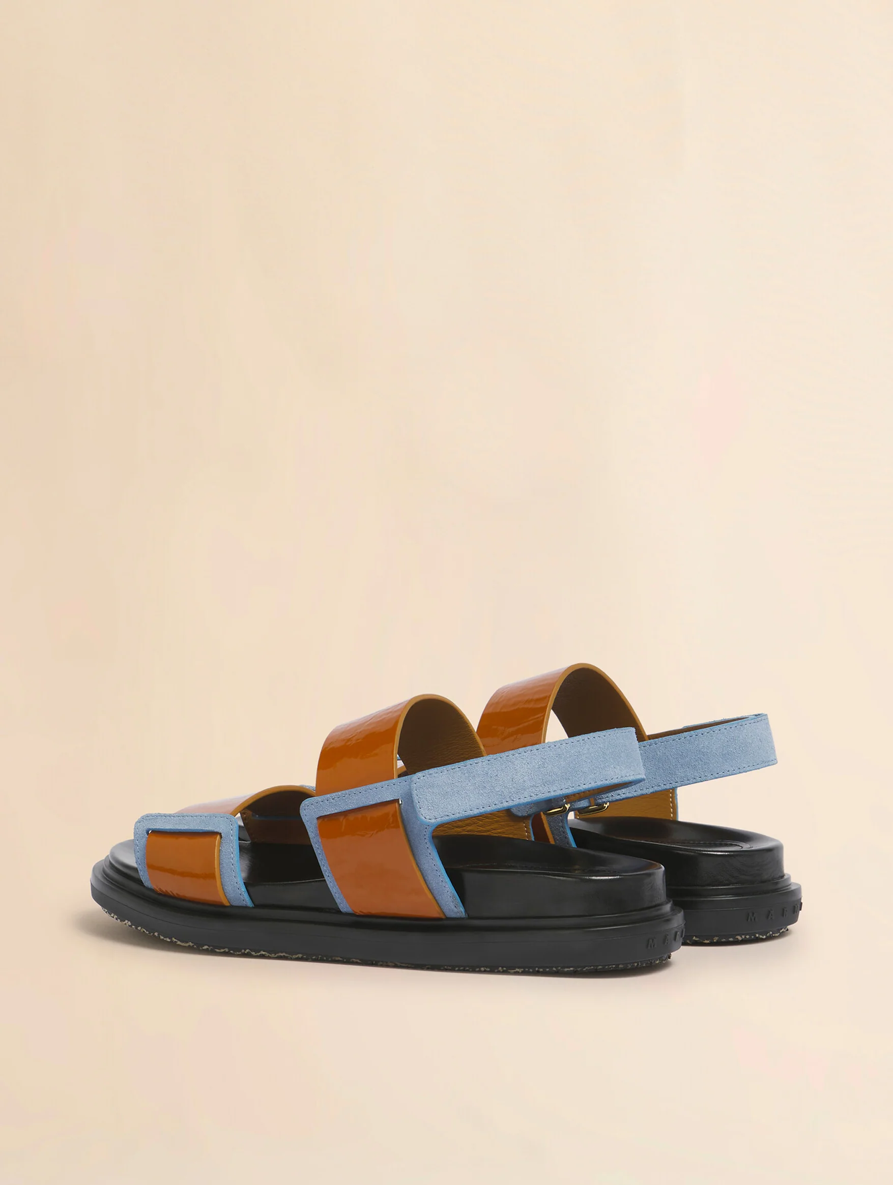Fussbett Double-Strap Sandal in Light Brown and Blue - Image 4