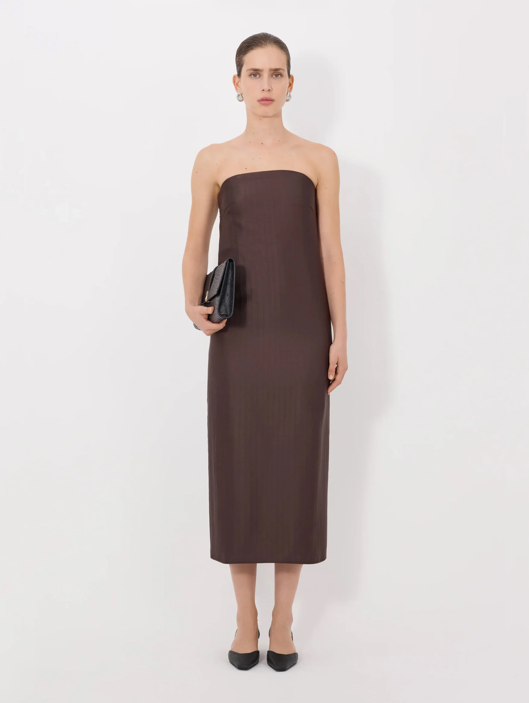 Giulia Bustier Dress in Dark Brown - Image 2