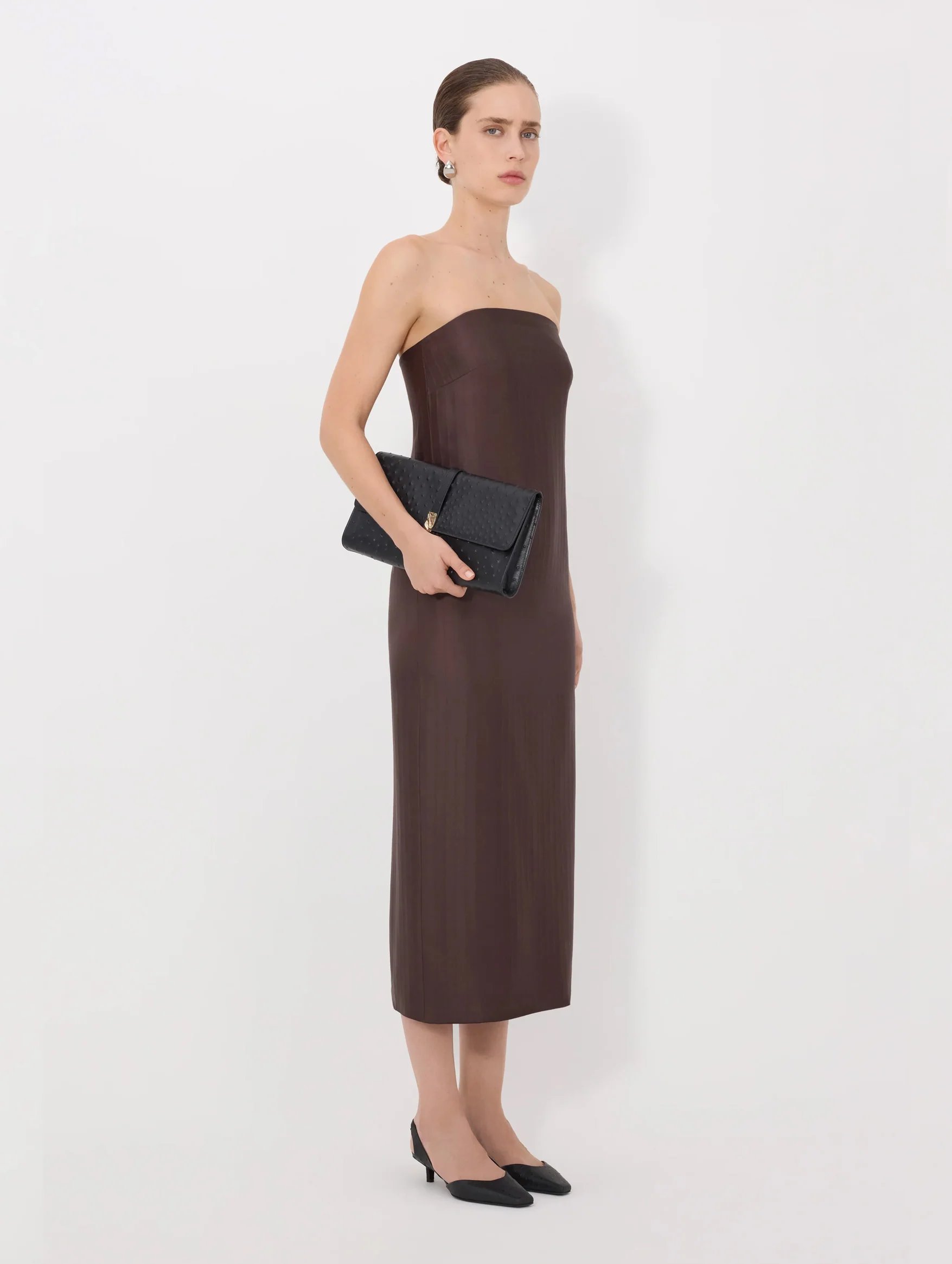 Giulia Bustier Dress in Dark Brown - Image 3