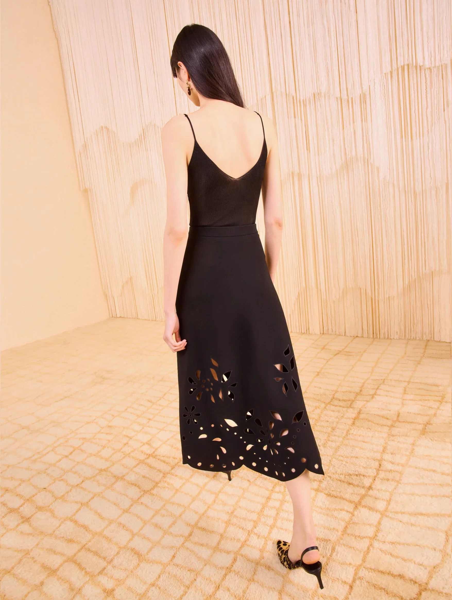 Grace Knit Midi Skirt in Noir - Image 5