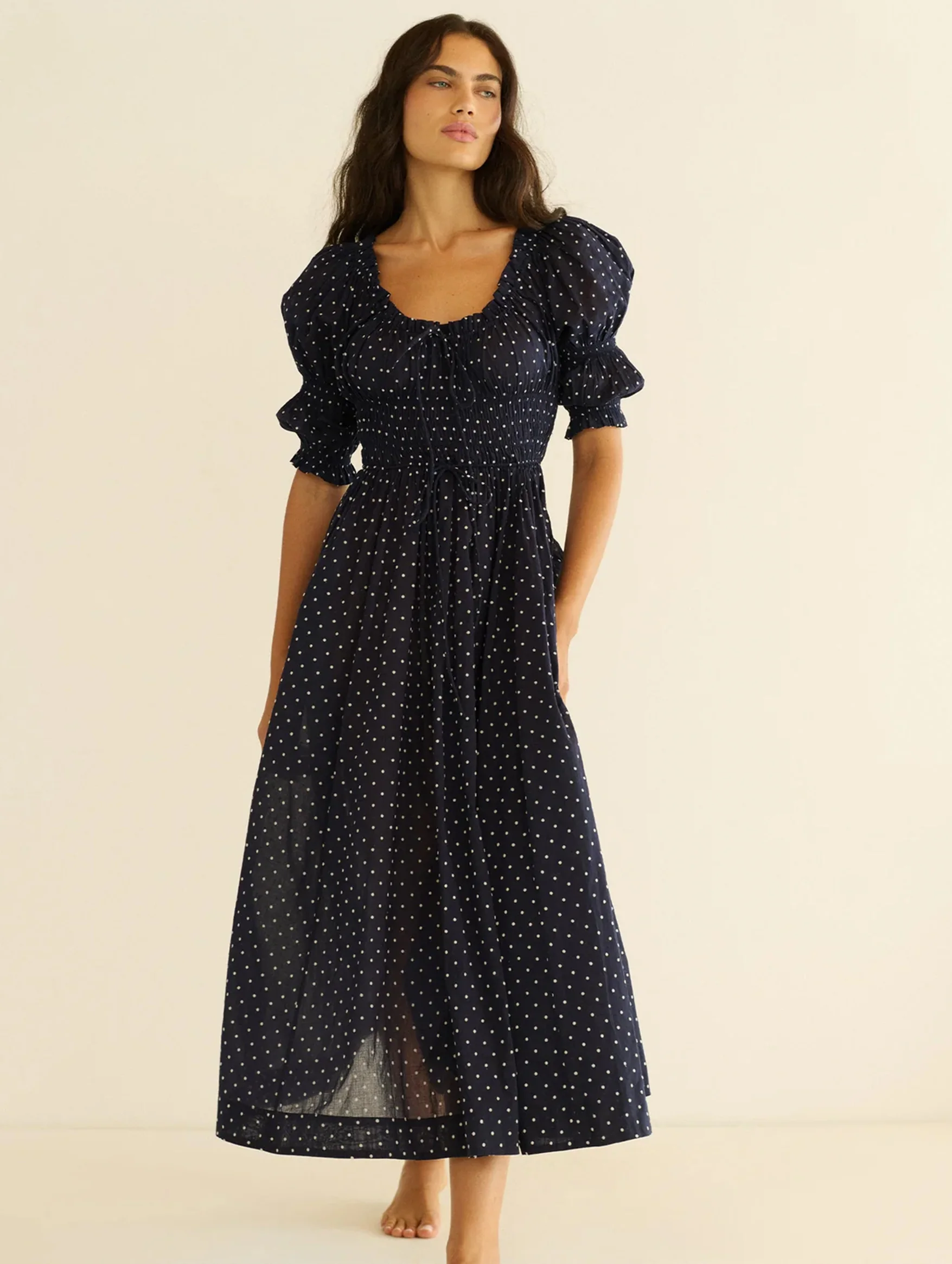 Ischia Dress in Navy Flock Dot - Image 2
