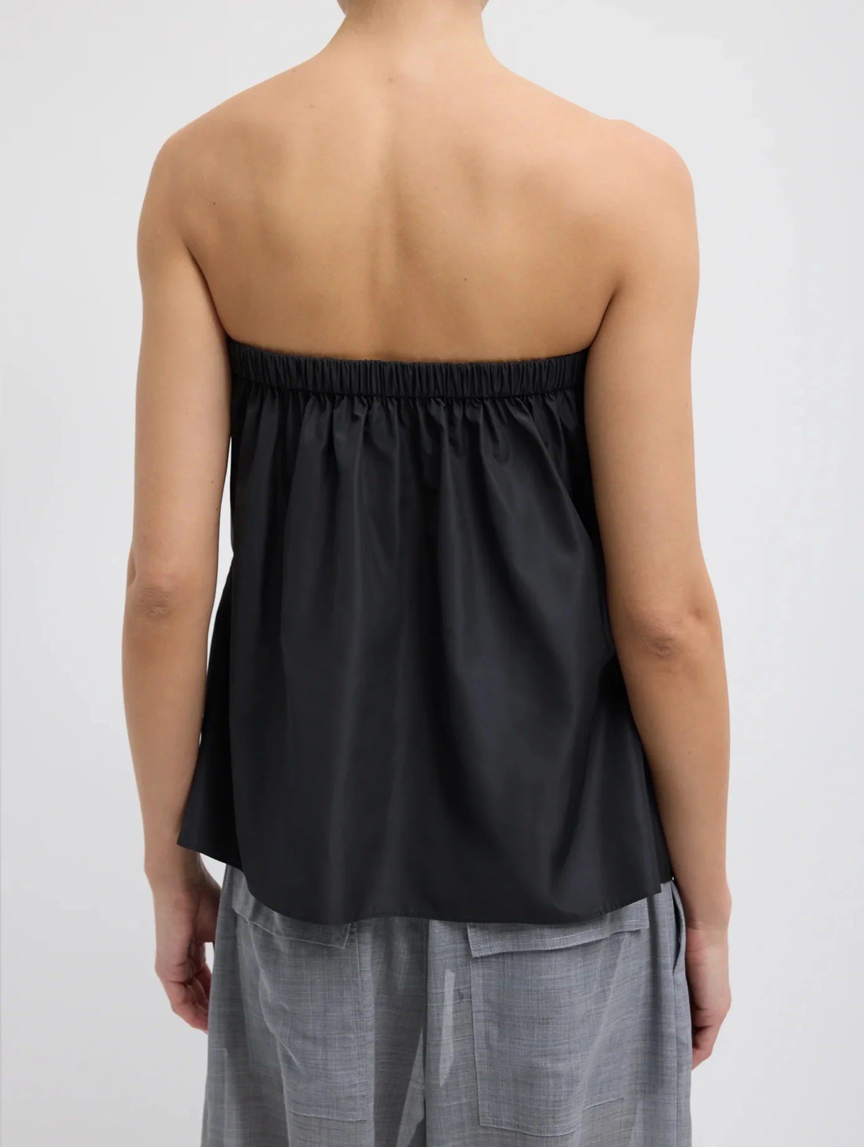 Italian Sporty Nylon Strapless Top in Black - Image 3