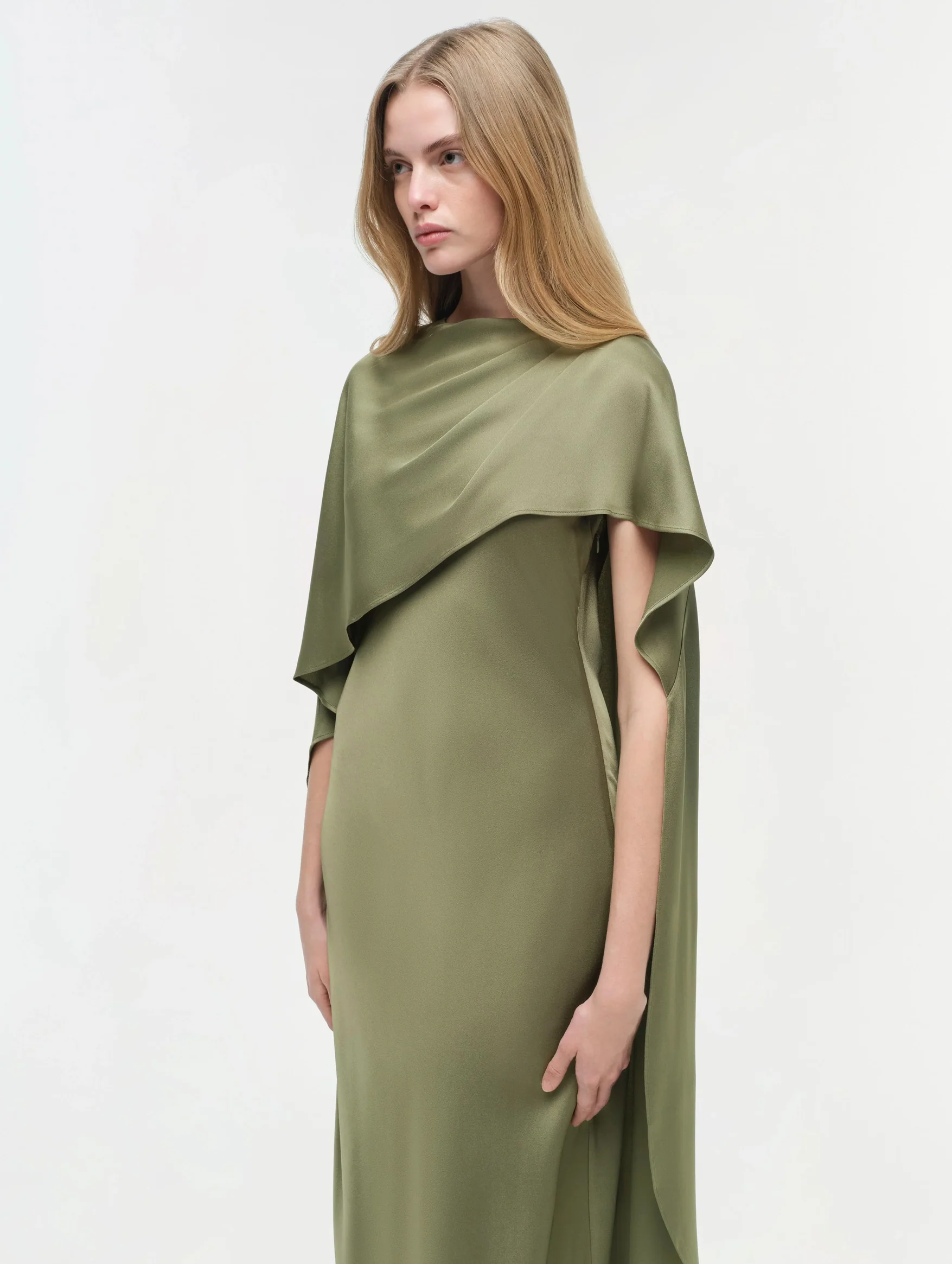 Izel Cape Gown in Olive - Image 3