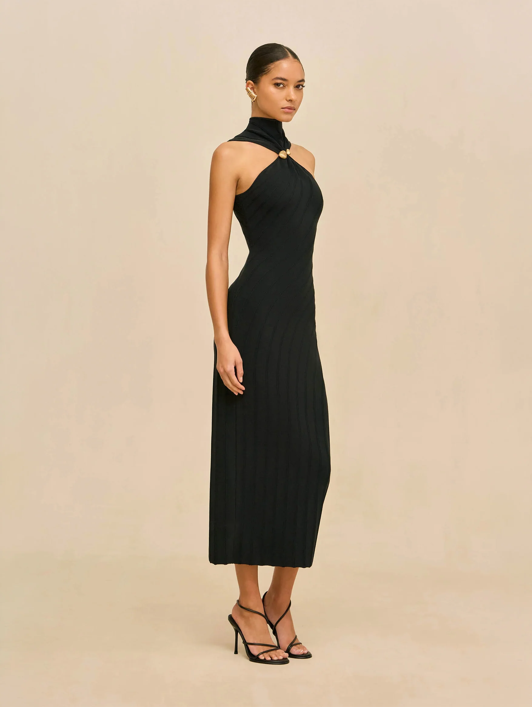 Jessica Knit Dress in Black - Image 3