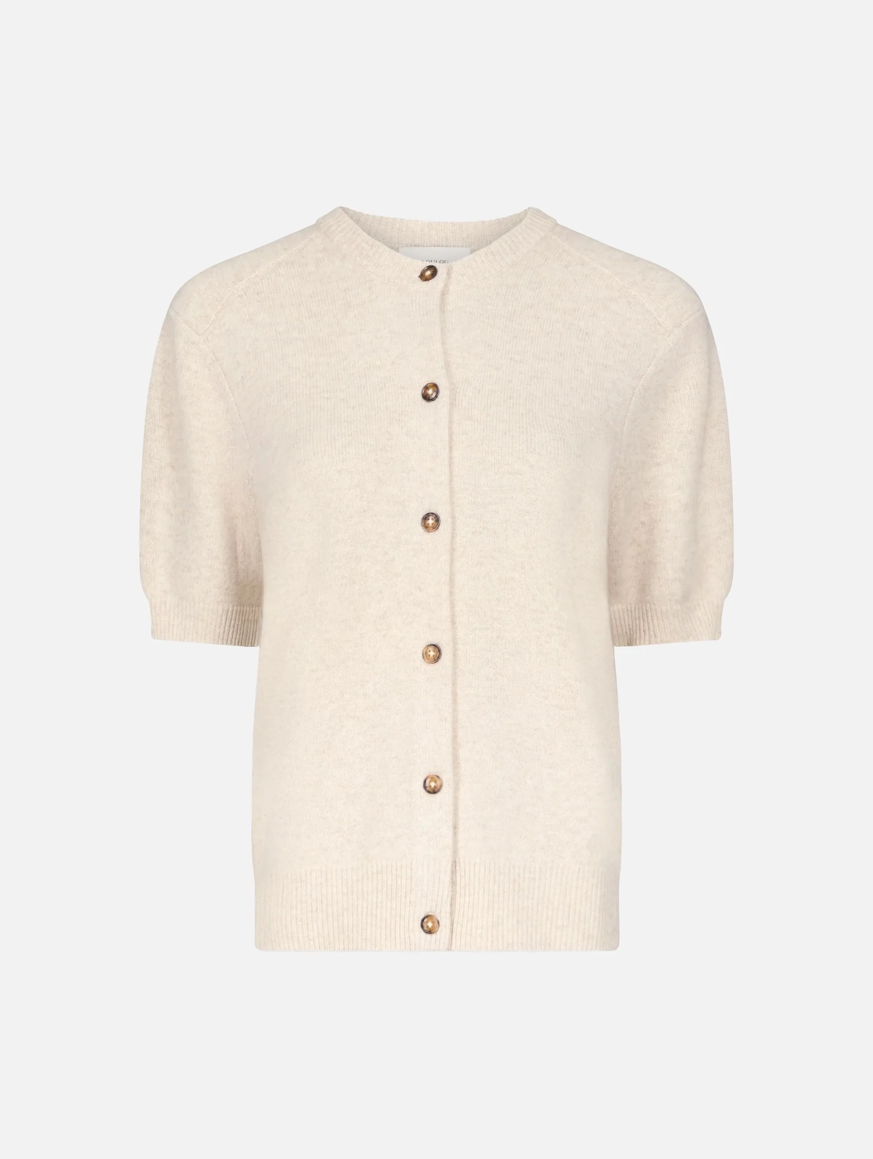 Jodi Cashmere Short Sleeve Cardigan in Beige Melange