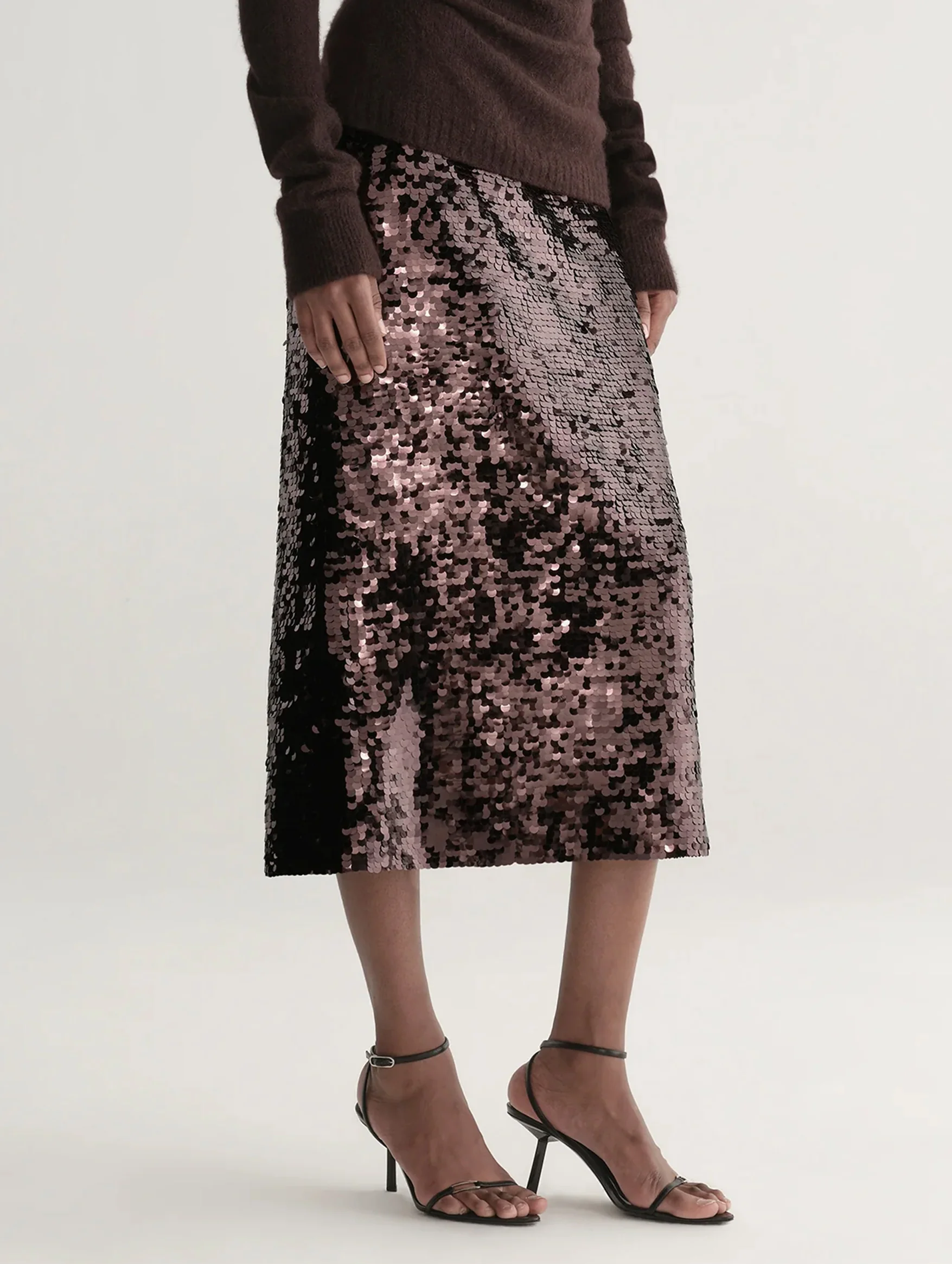 Kali Sequin Midi Skirt in Merlot - Image 4