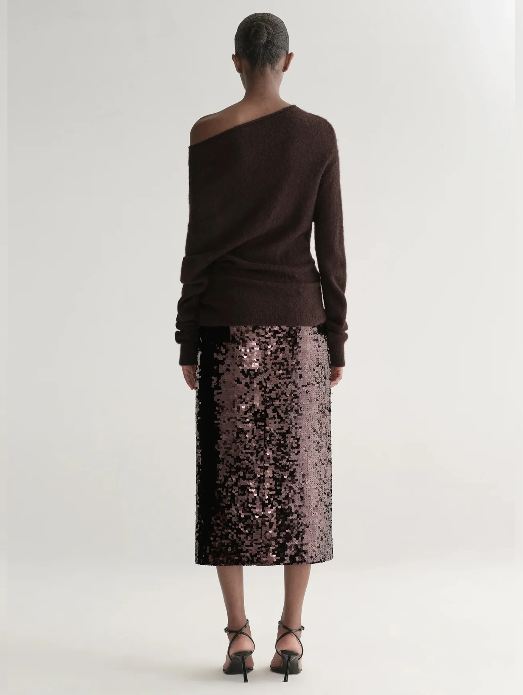 Kali Sequin Midi Skirt in Merlot - Image 6