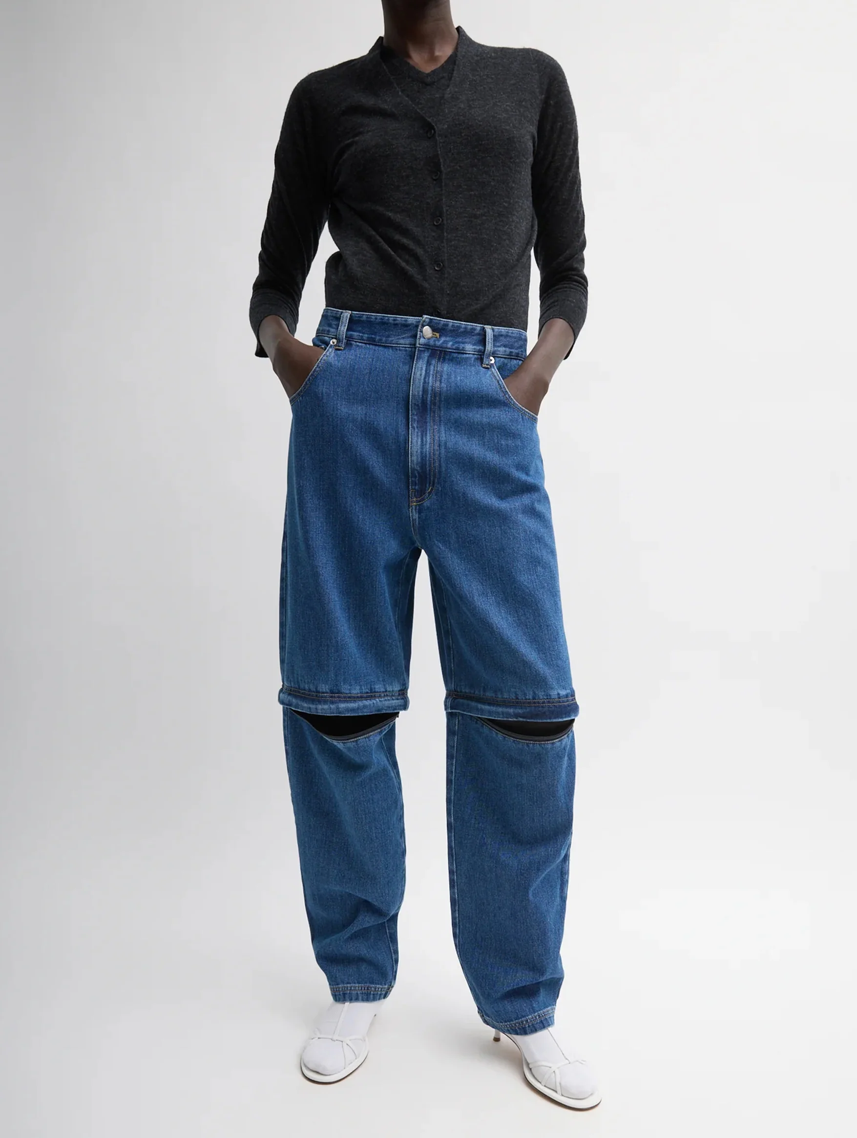 Lars Denim Short Convertible Zip Jean in Classic Blue - Image 3