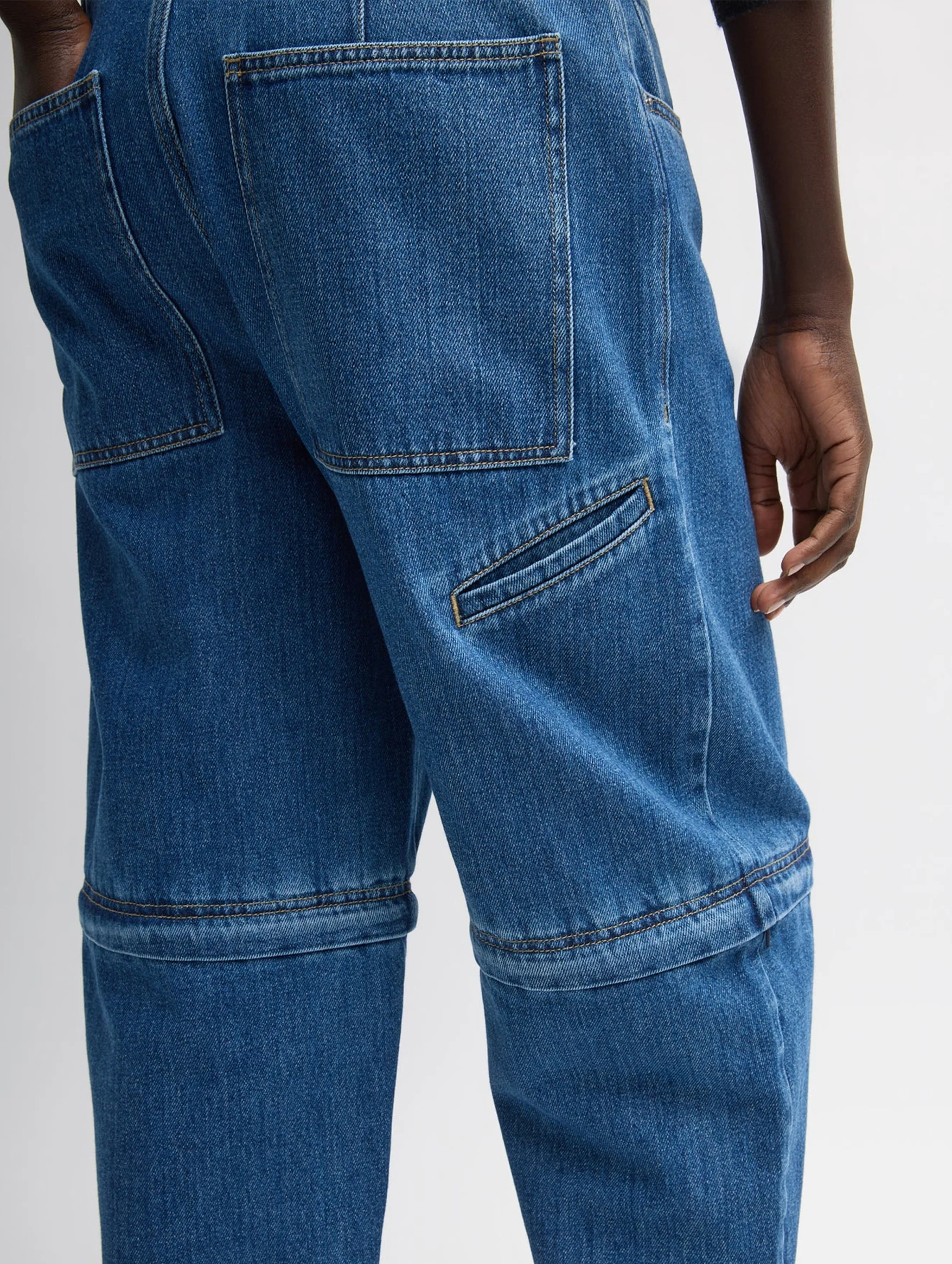 Lars Denim Short Convertible Zip Jean in Classic Blue - Image 6