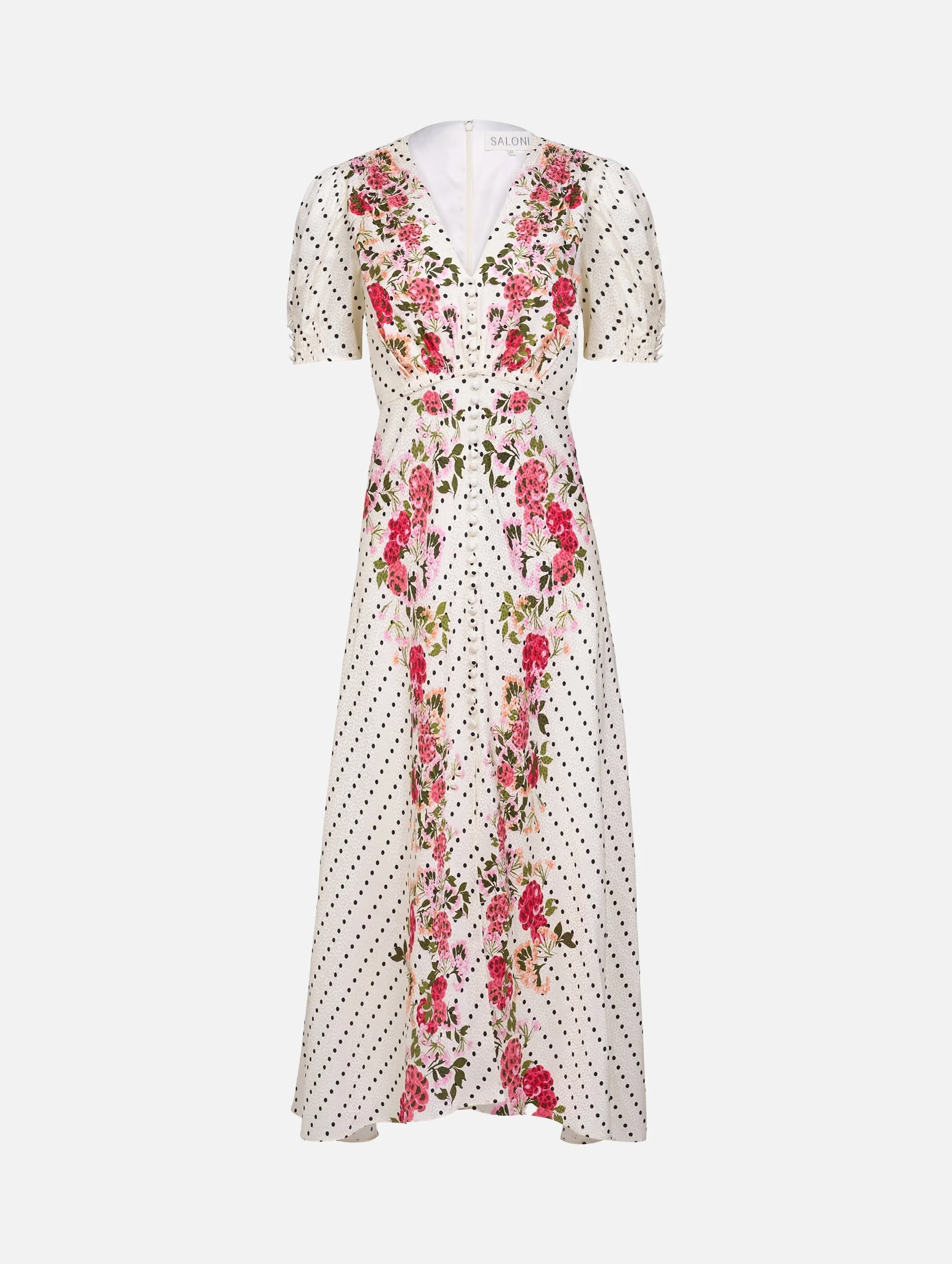 Lea Long Dress in Rouge Polka Dot