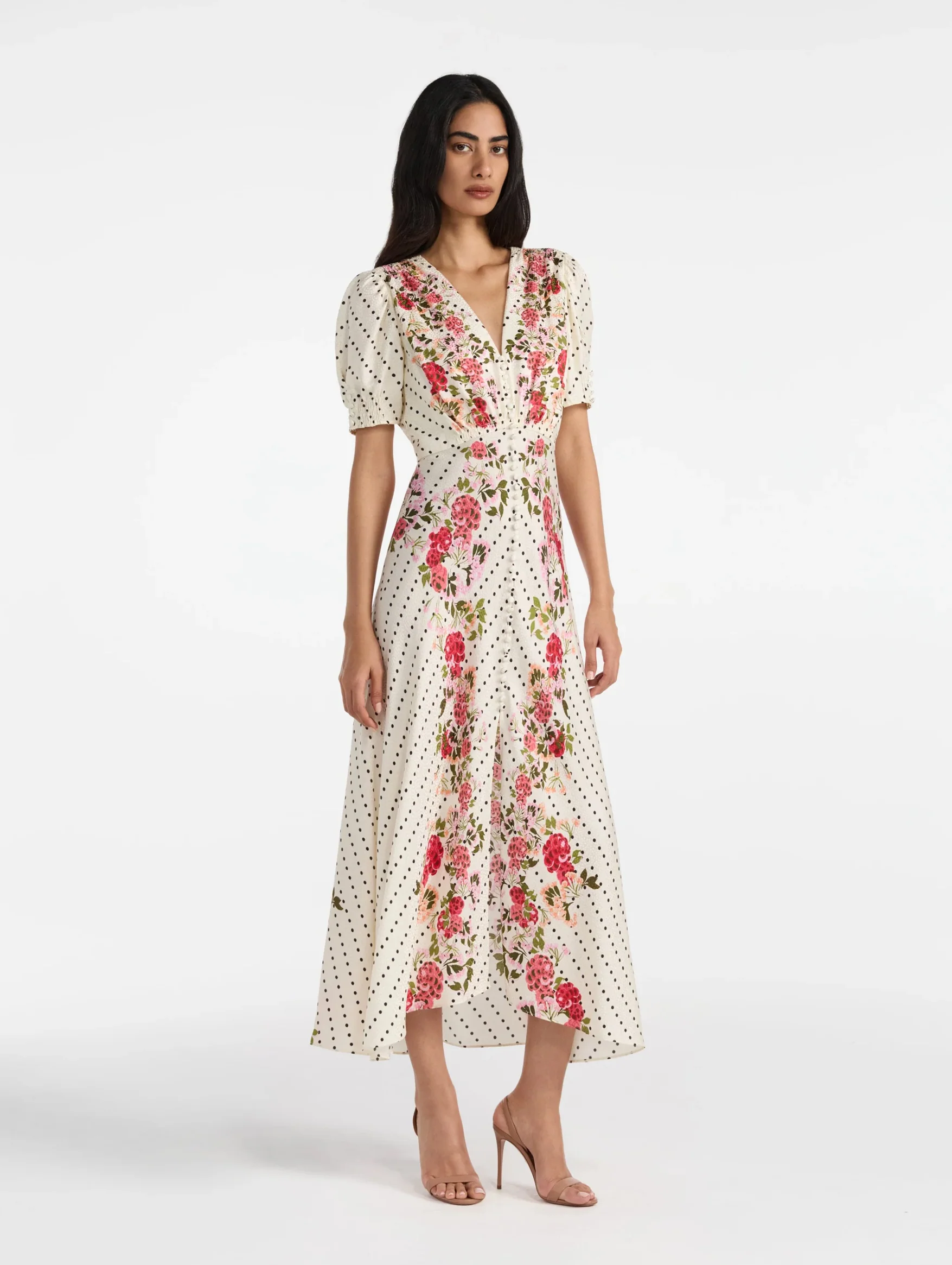 Lea Long Dress in Rouge Polka Dot - Image 3